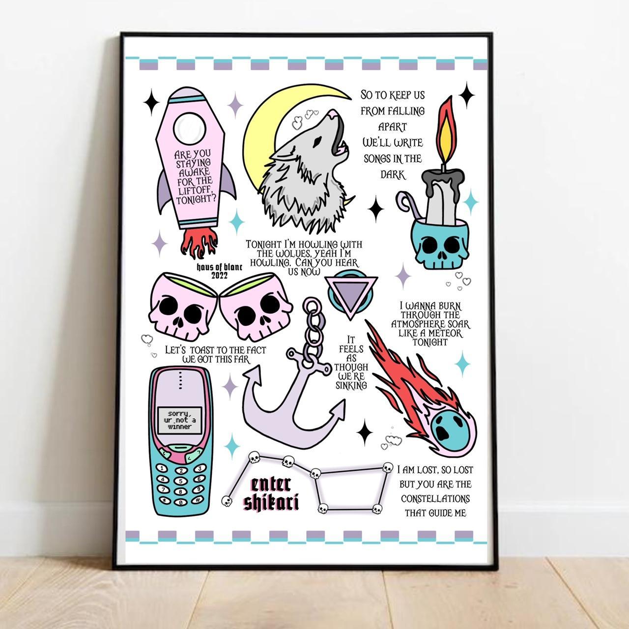 Enter Shikari inspired tattoo flash art print A4... - Depop