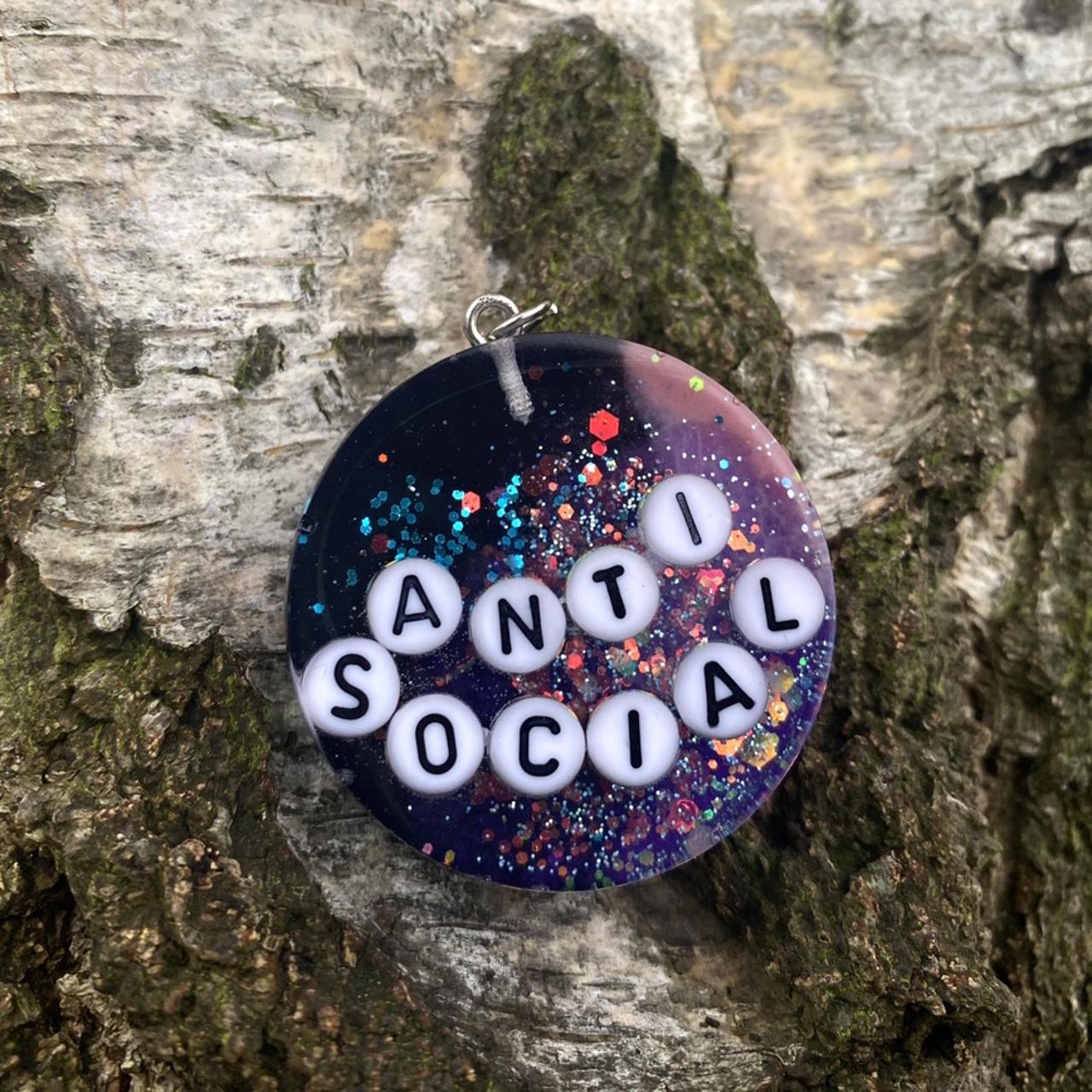 Handmade anti social tumblr keyring keychain bag... Depop