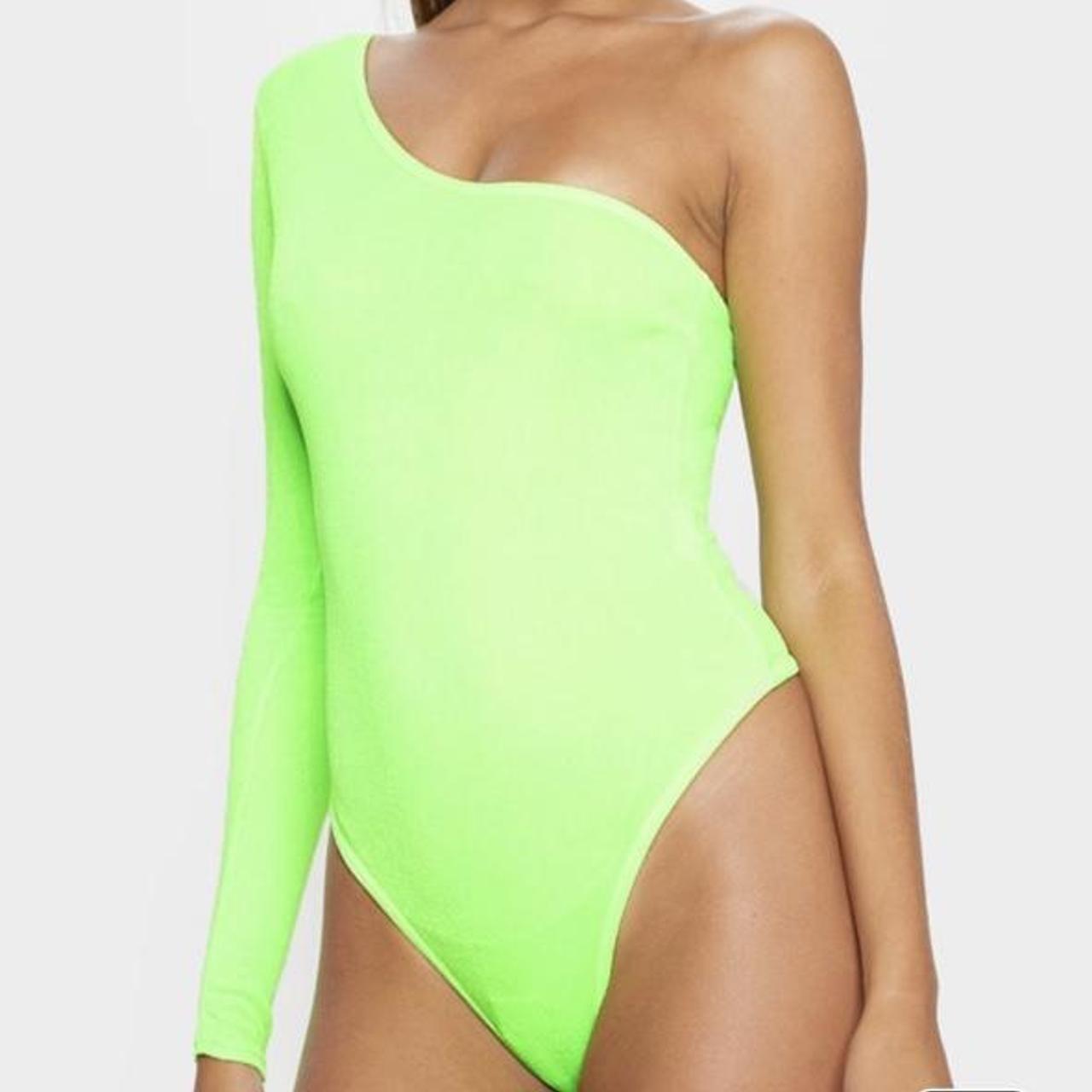 Selling Pretty Little Thing Lime Neon Green Bodysuit... Depop