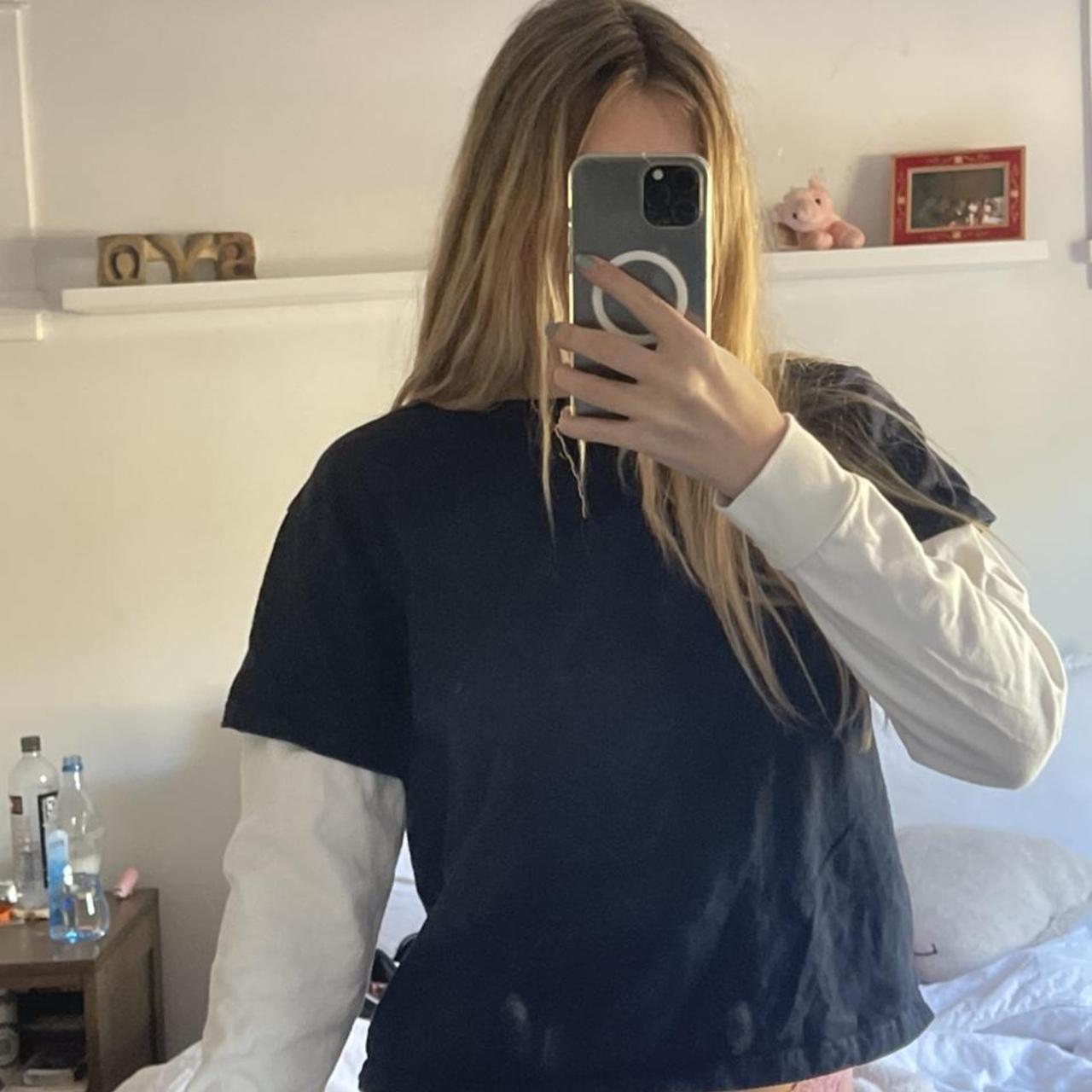 Brandy Melville long sleeve layered top. Sleeves are... - Depop