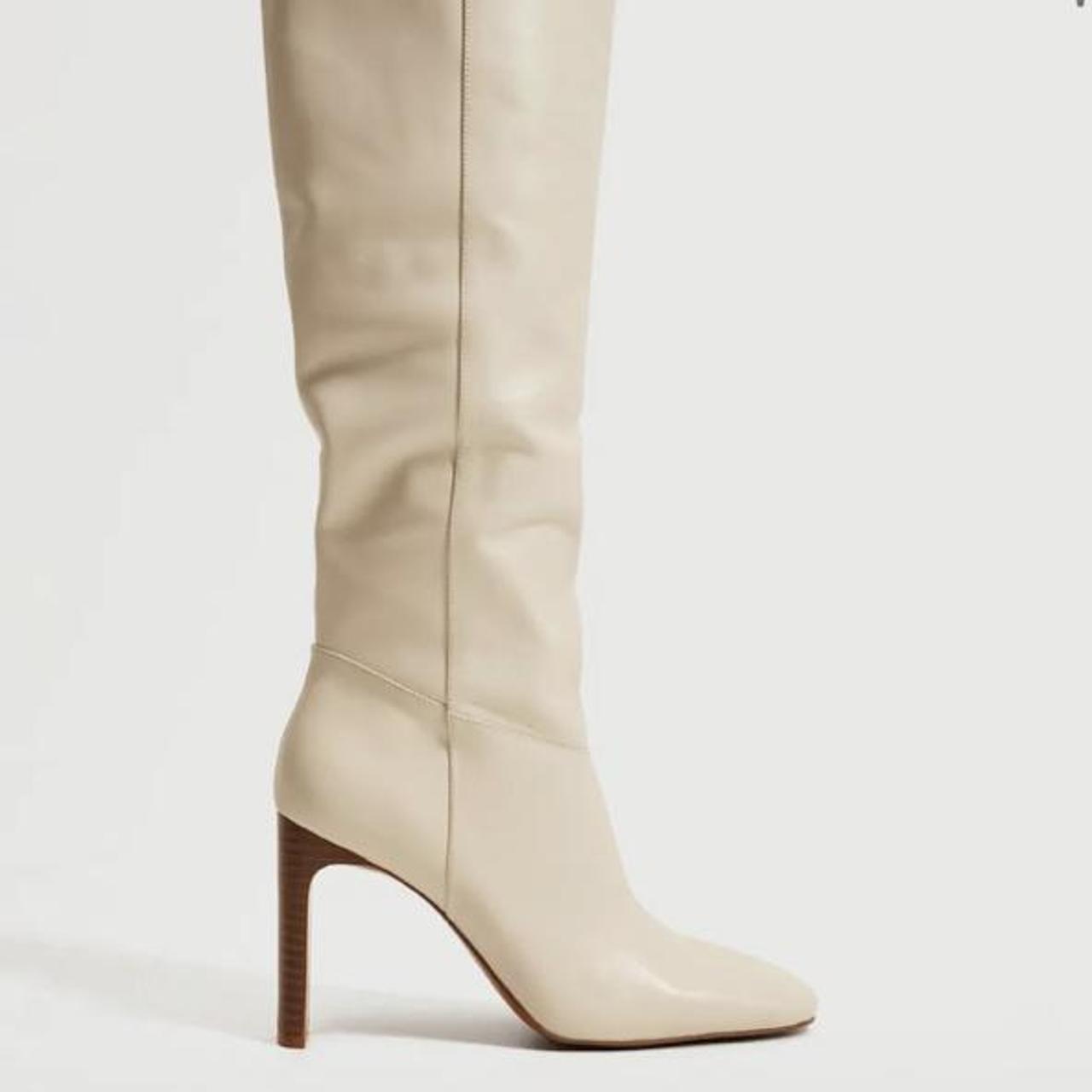 mango cream leather boots
