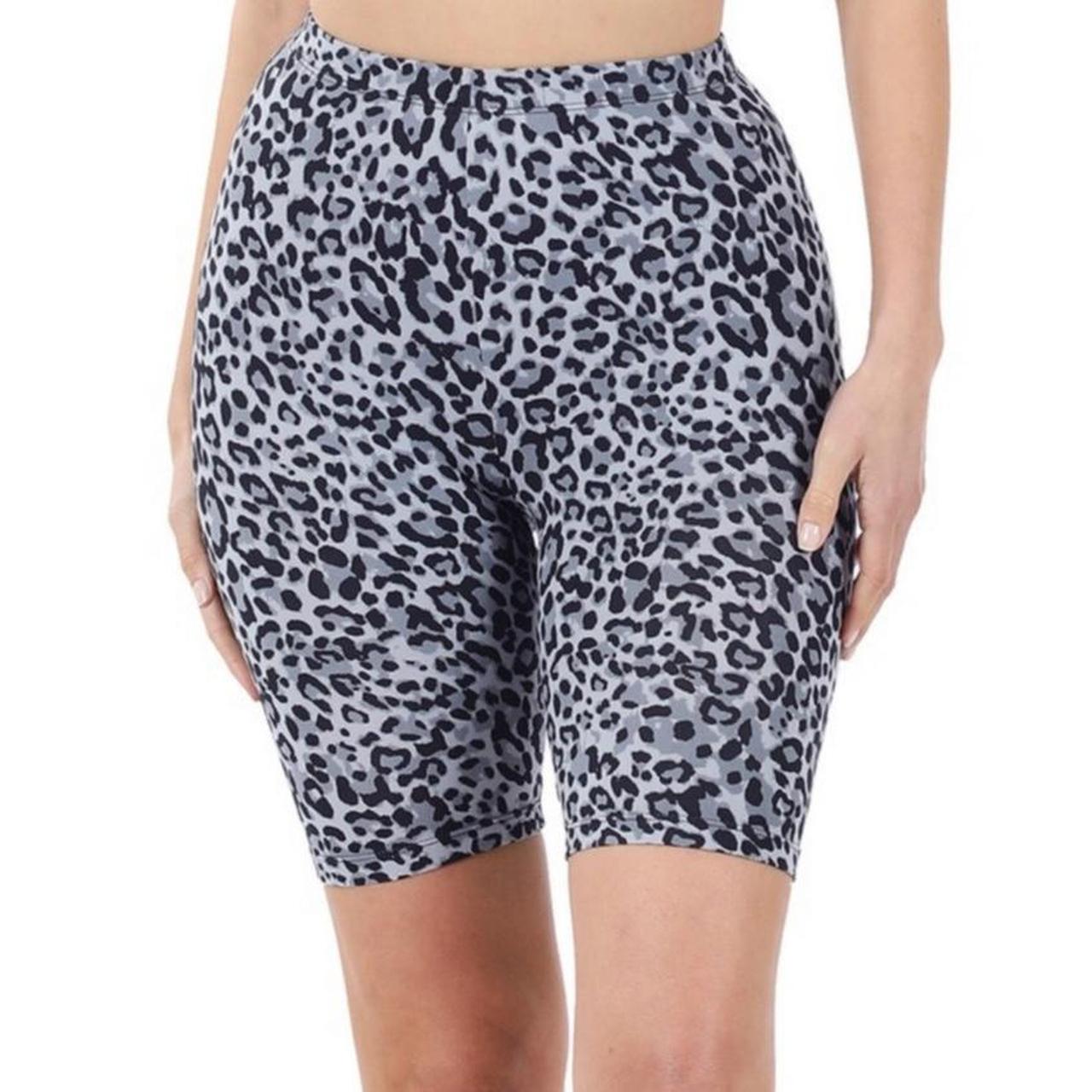 black and white cheetah print biker shorts