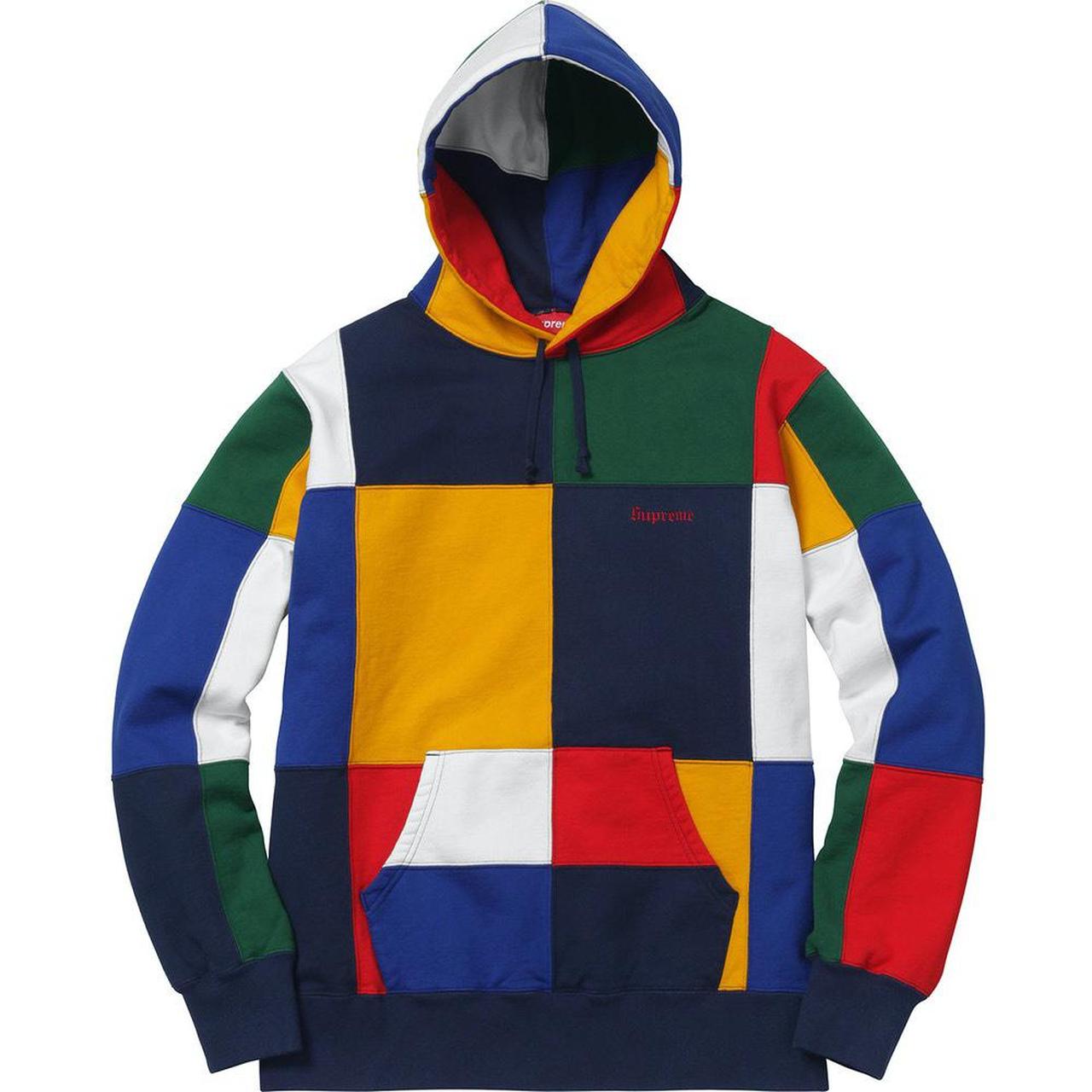 Supreme patchwork hoodie navy sweatshirt FW17... - Depop
