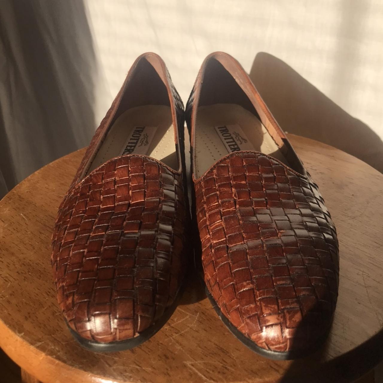 Vintage 90s brown woven leather loafers. Your... - Depop