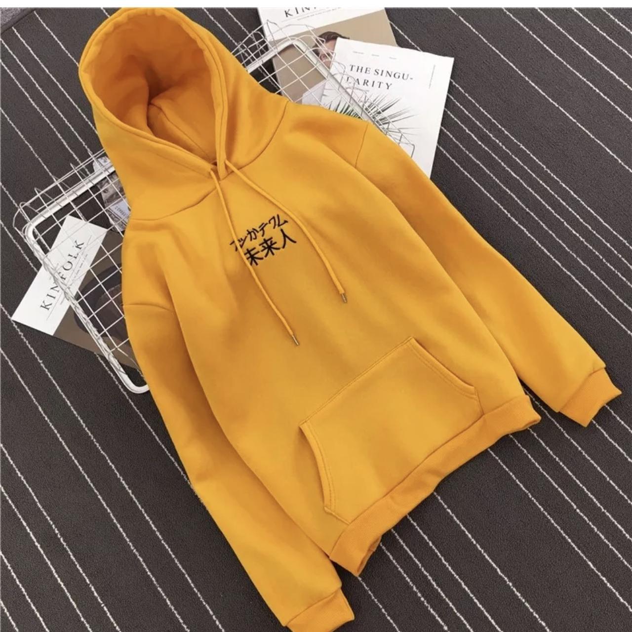 Yellow hoodie hot sale chinese writing