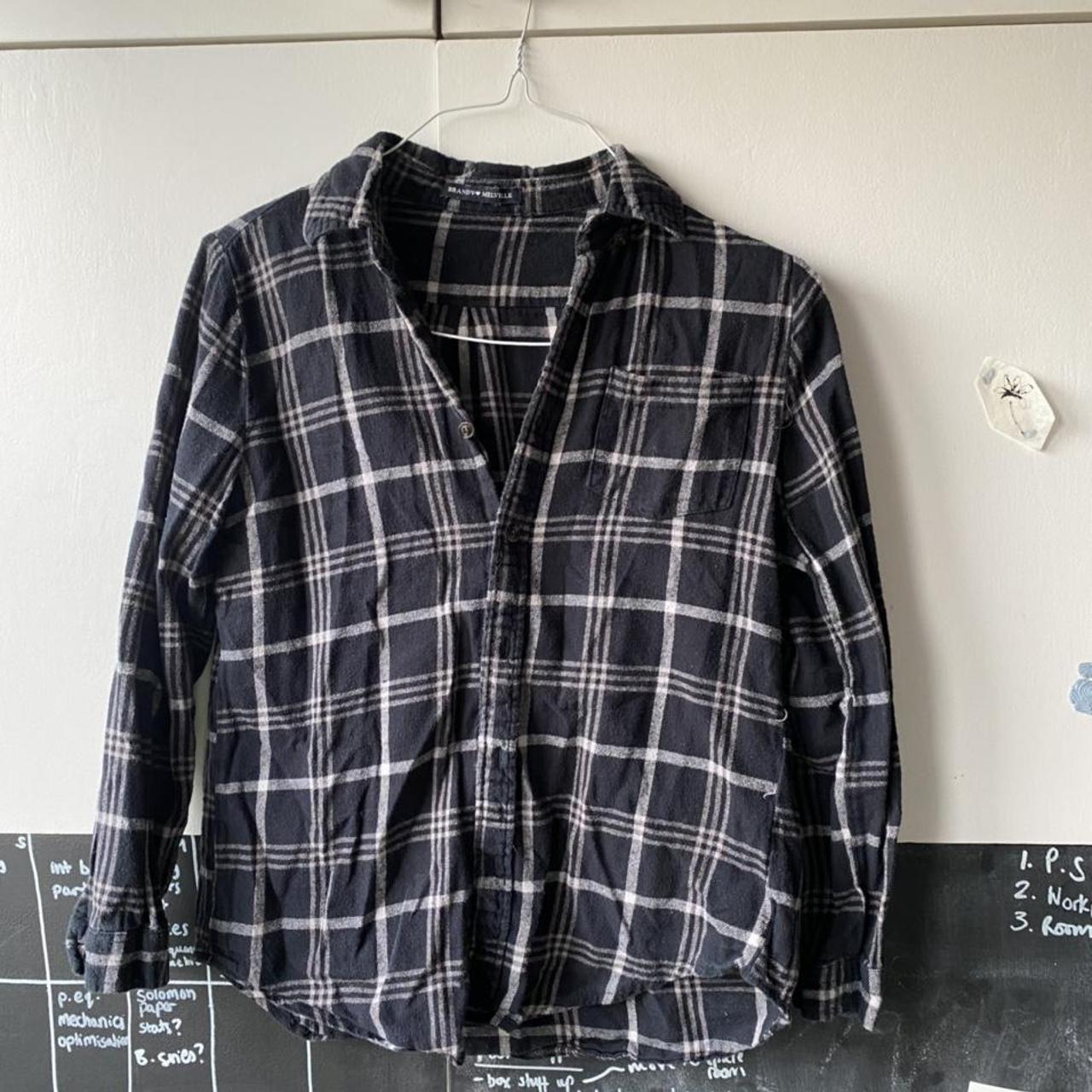 Brandy Melville plaid flannel checkered shirt... - Depop