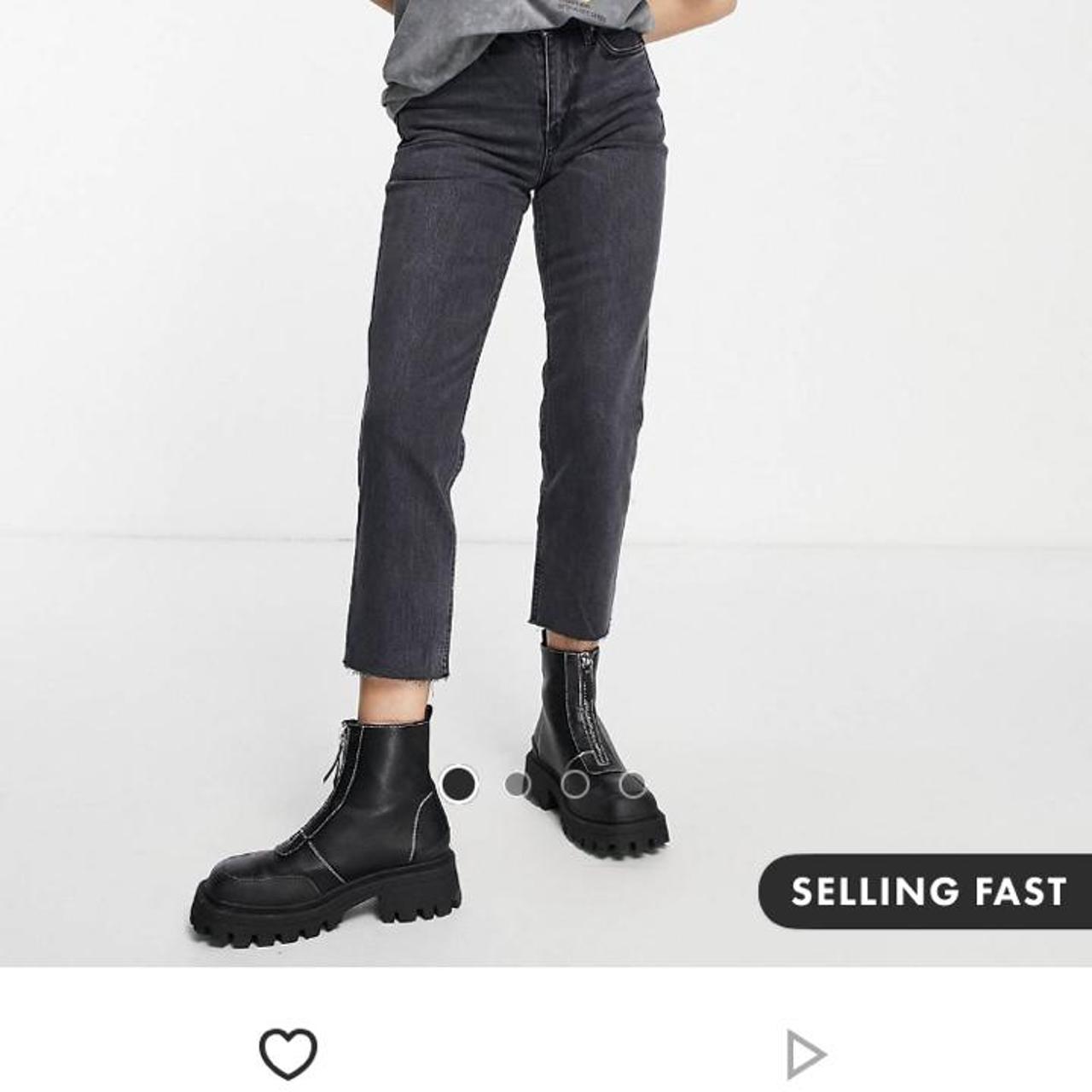 straight jeans, washed black, size 25 waist,... Depop