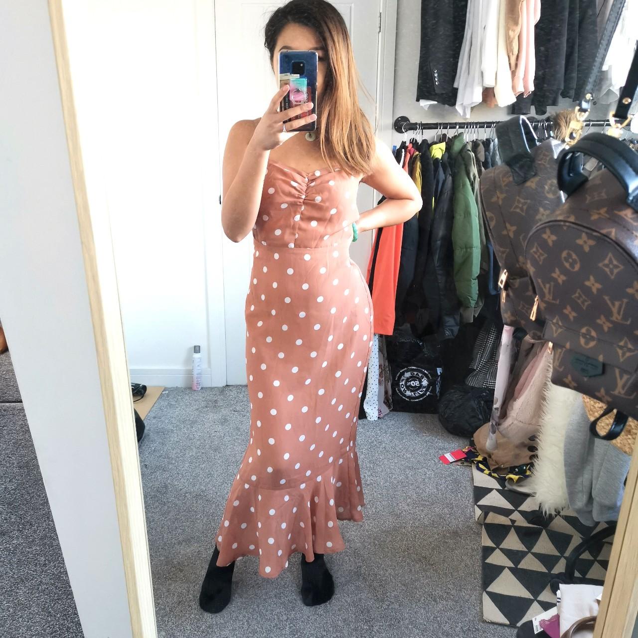 Fashion Union Petite Apricot Polka Dot Midi Depop