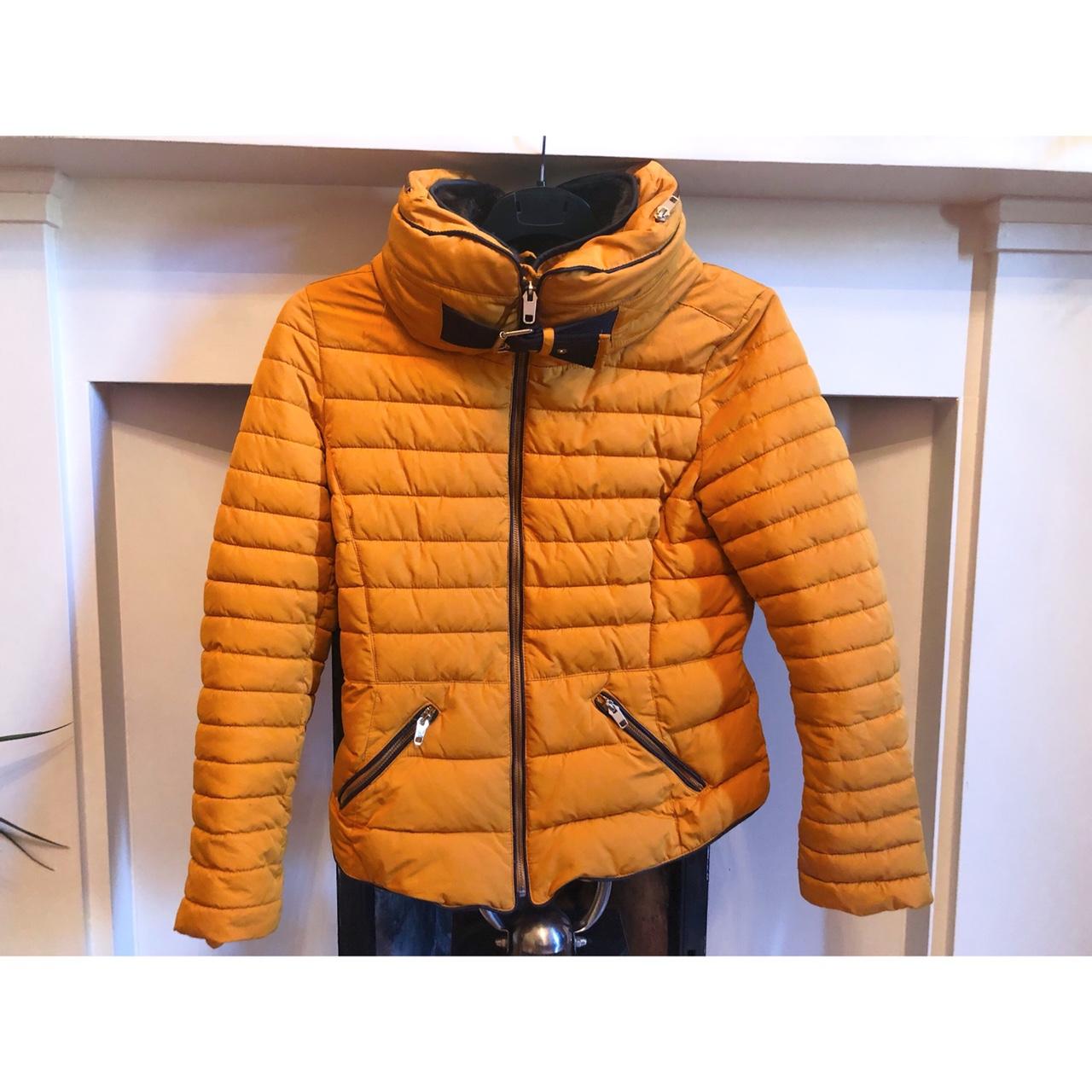 Zara Mustard Yellow Puffer Coat Description Depop
