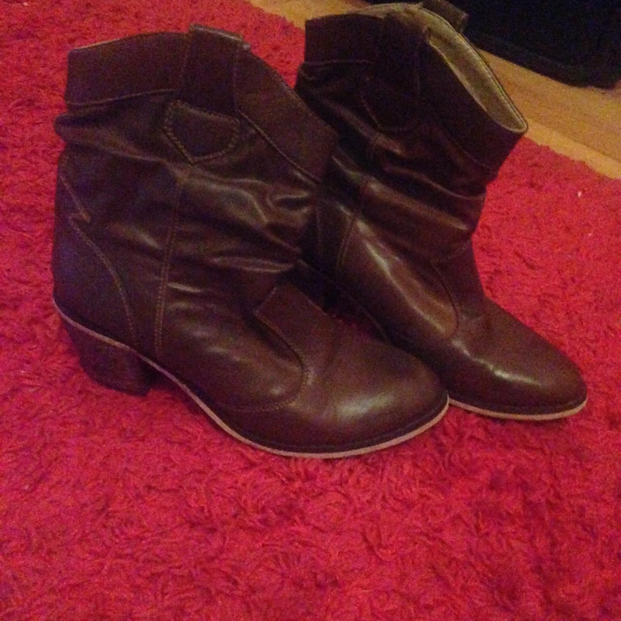 Tan ankle cowboy style boots! Look great for summer... - Depop