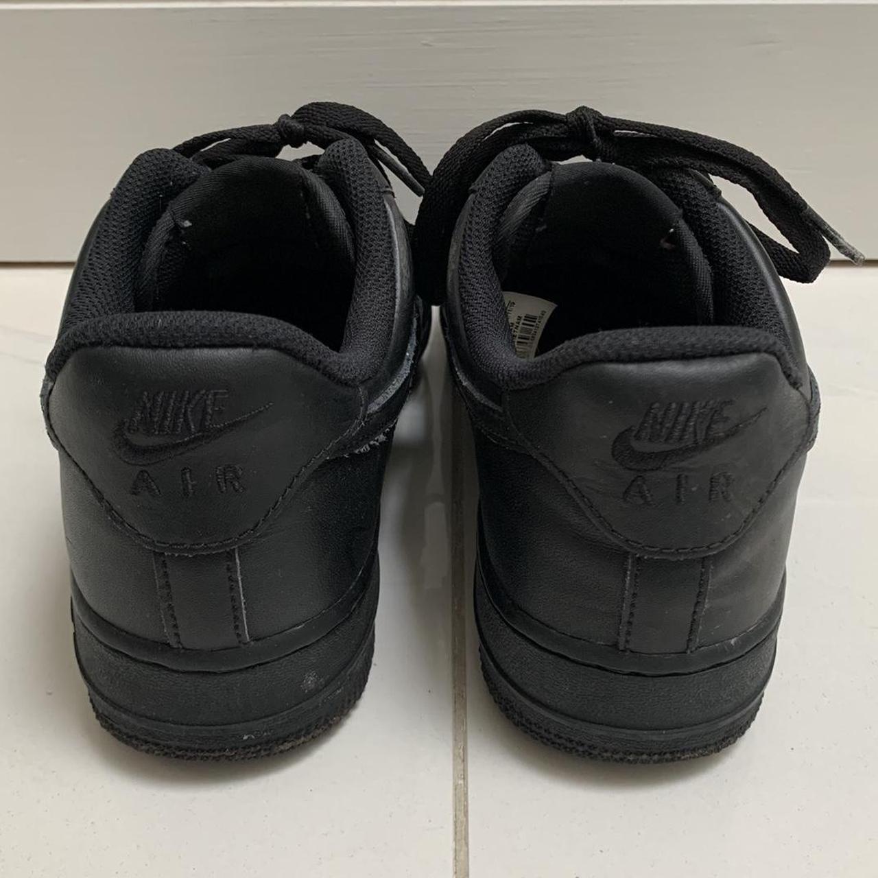 Black leather Nike Air Force 1s. Worn max 5 times.... - Depop