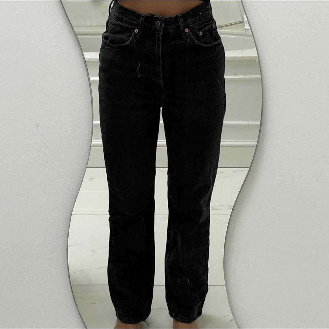 Topshop black straight leg jeans. Similar to weekday... - Depop
