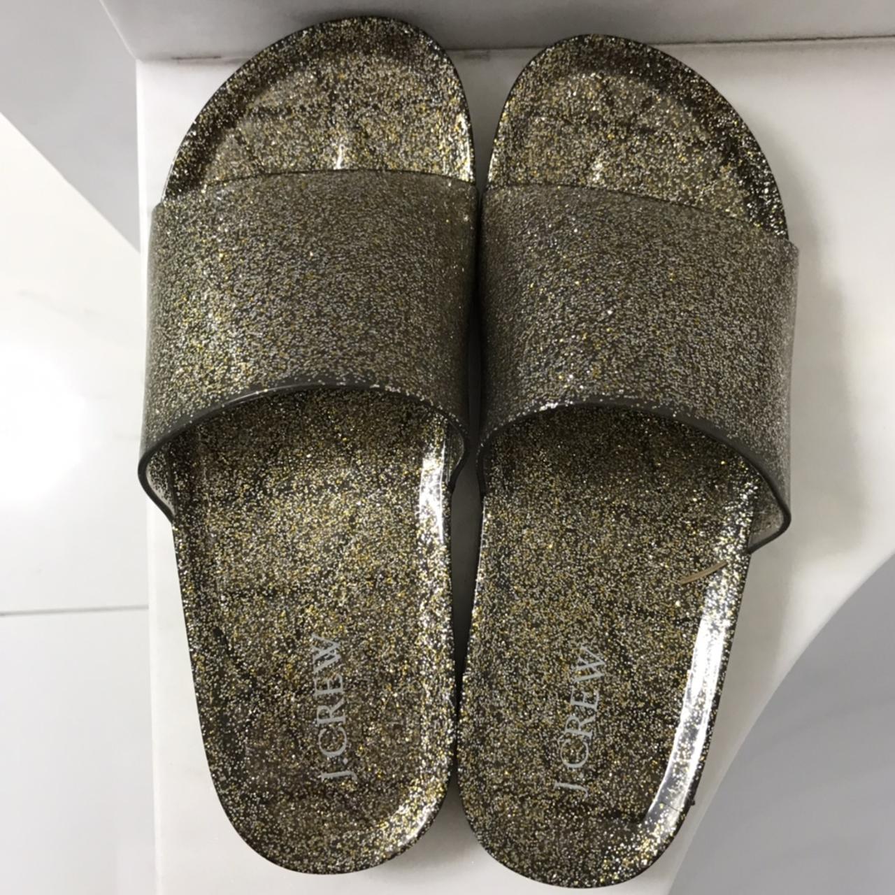 Sparkly gold J.Crew sliders. Never worn. Size 6. Depop