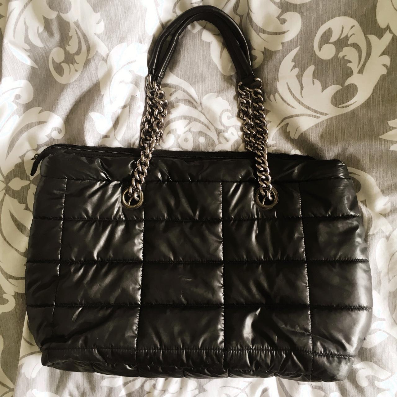 Black padded puffa jacket style shoulder bag. Bought... - Depop