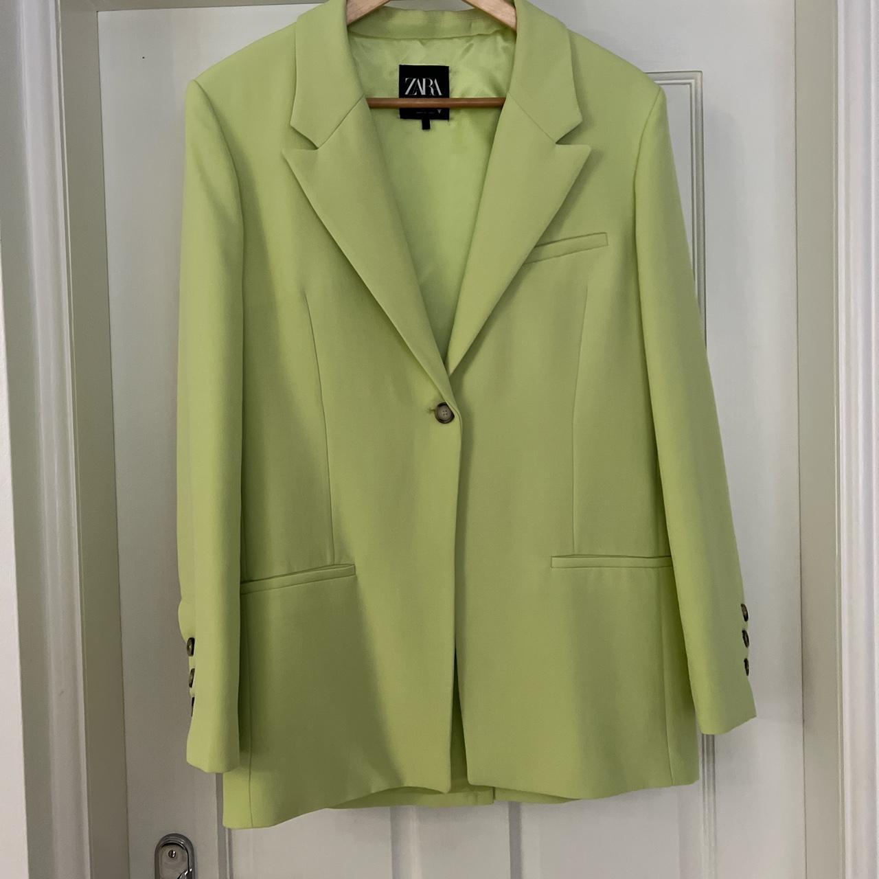 lime green zara blazer