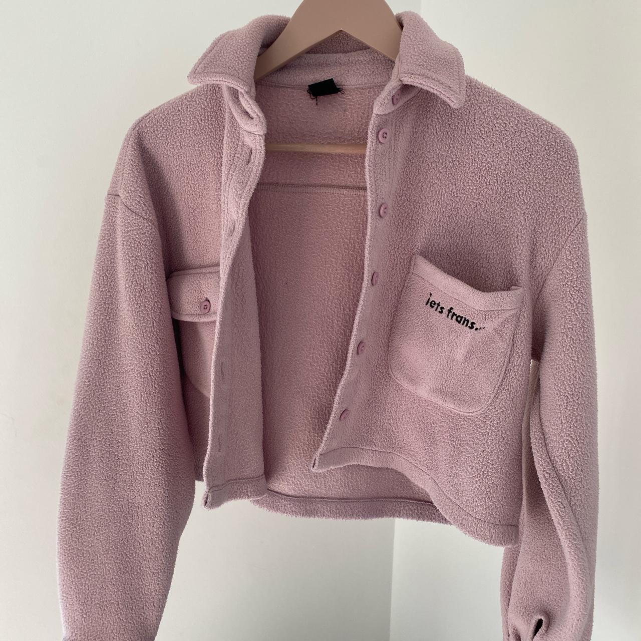 iets frans cropped fleece jacket in pink Urban