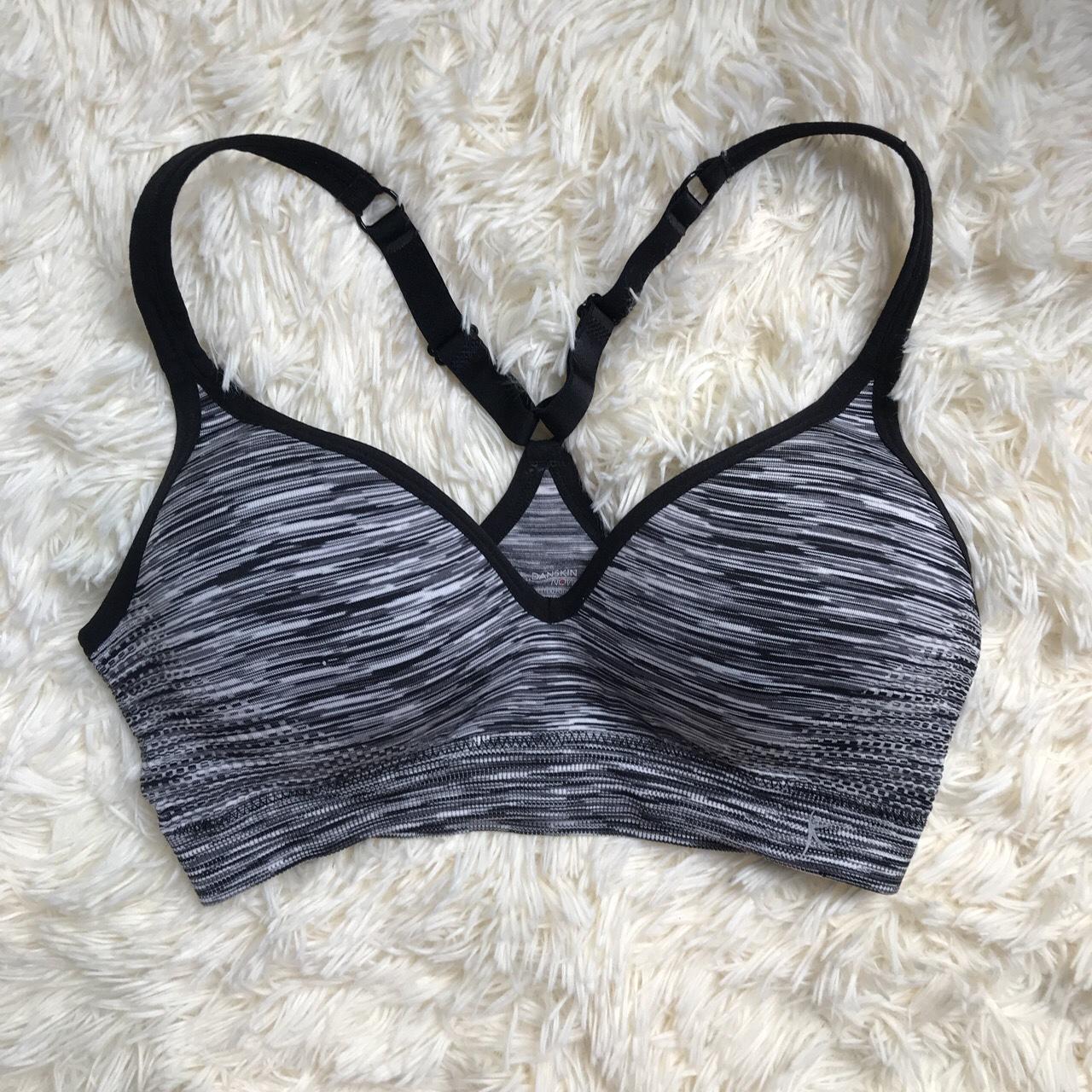 Danskin grey & black black padded sports bra... - Depop