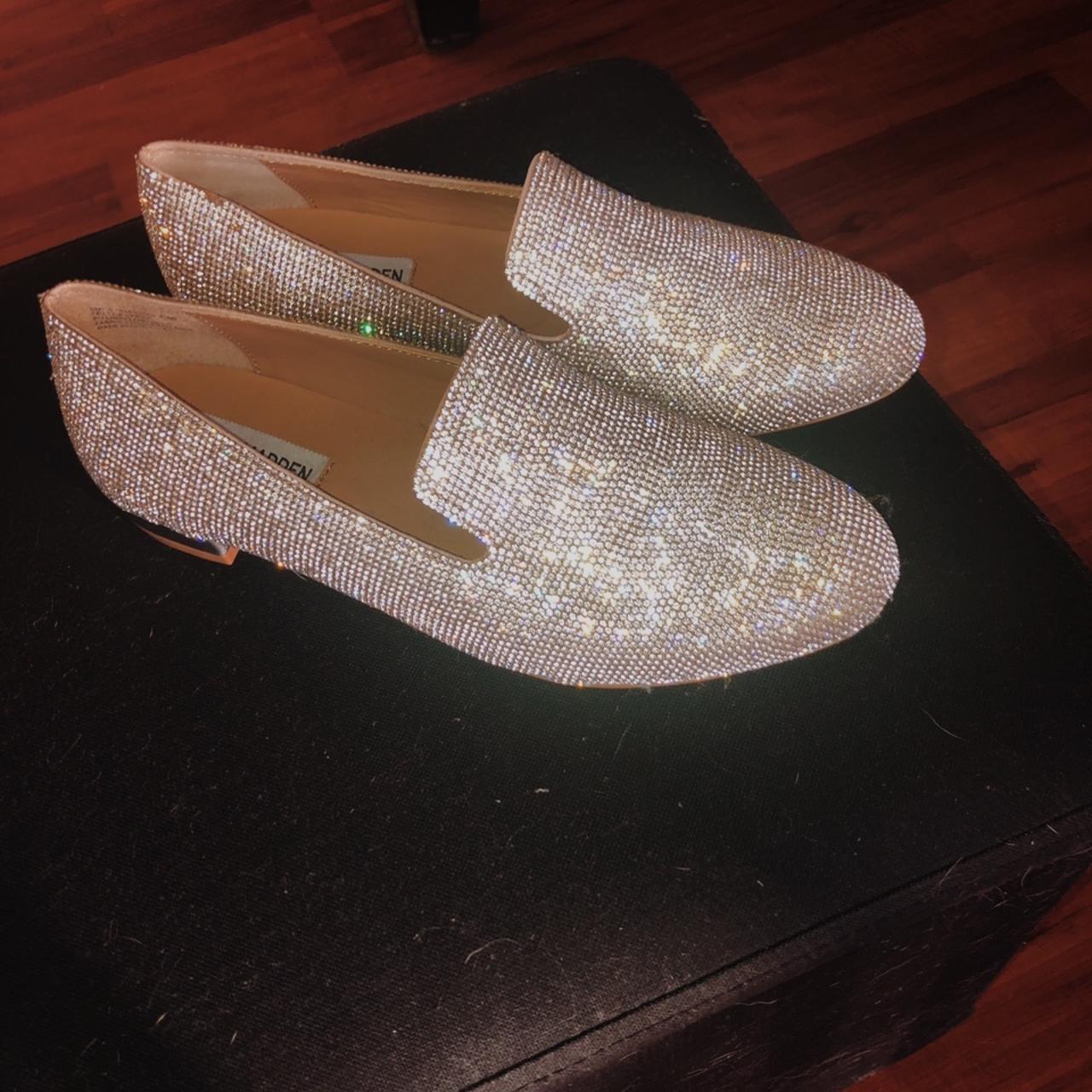 Steve madden smile rhinestone block cheap heel loafers