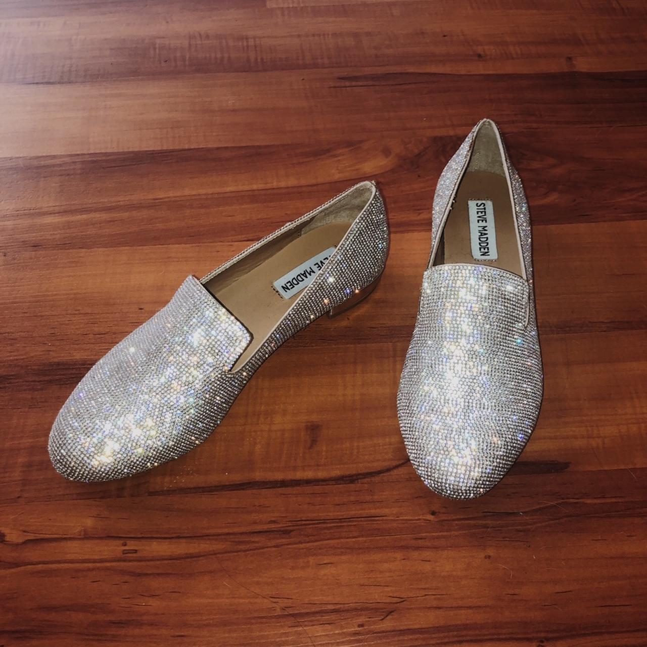 Steve madden smile rhinestone block cheap heel loafers