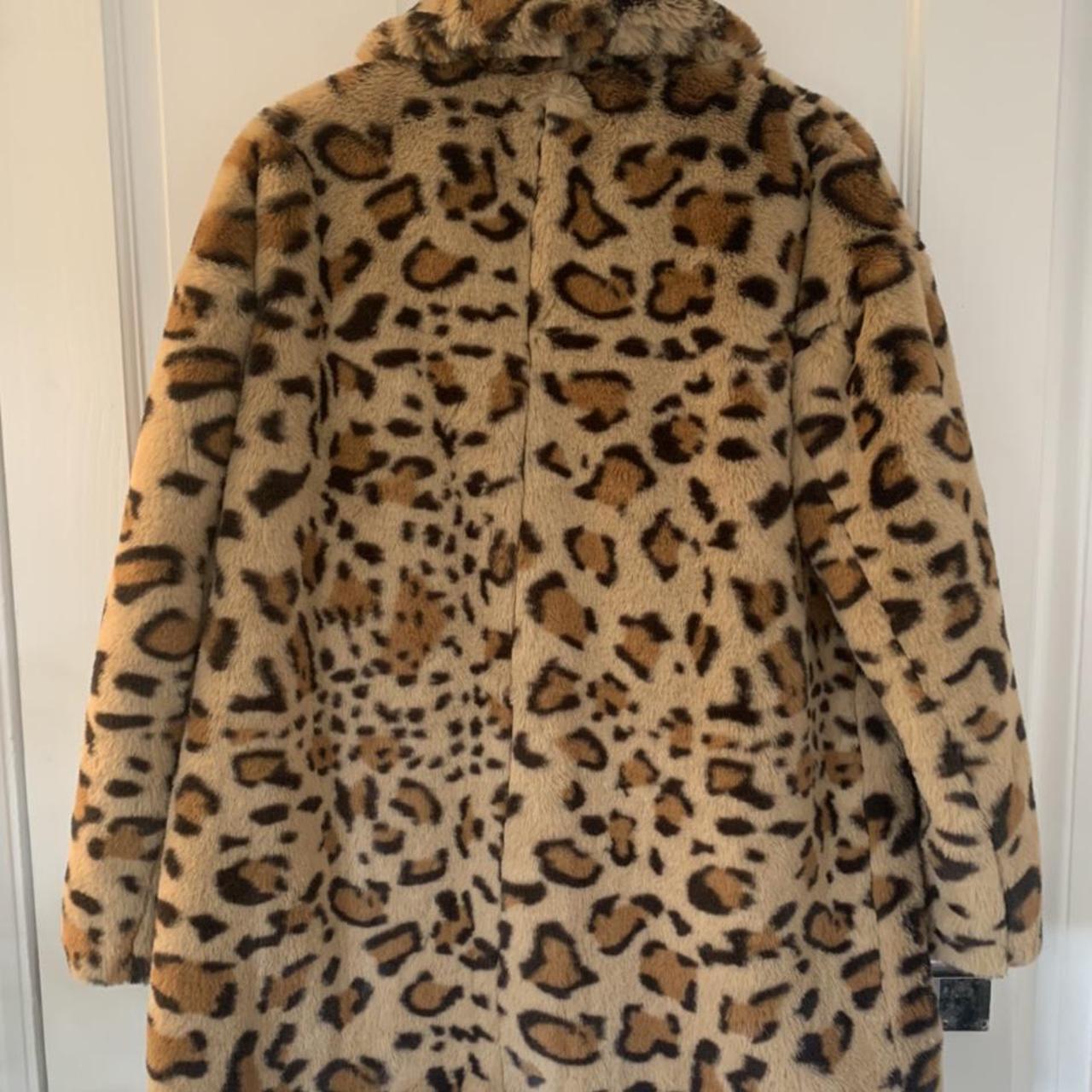 Topshop leopard print faux fur coat. Size 10 petite... - Depop