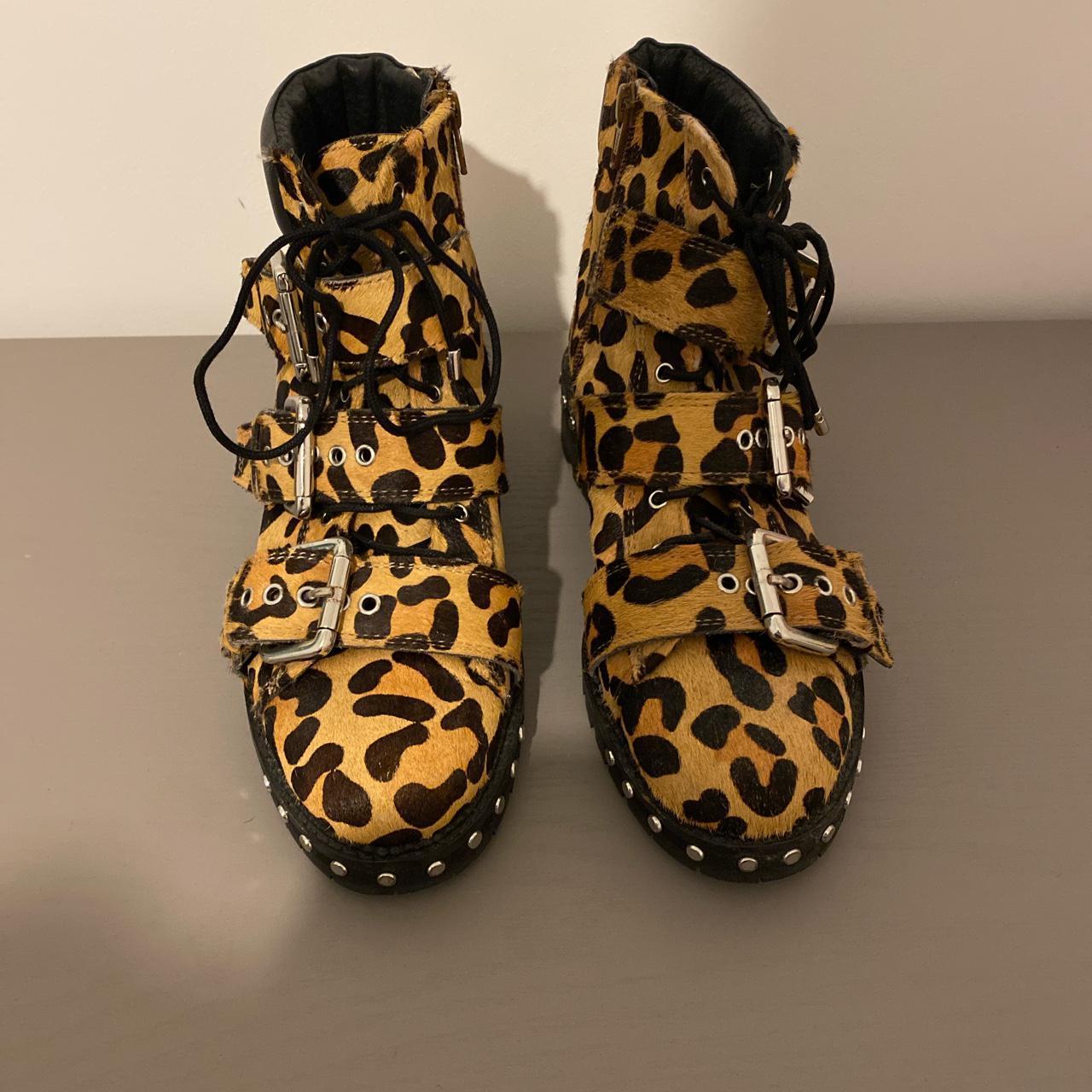 Leopard print shop buckle boots