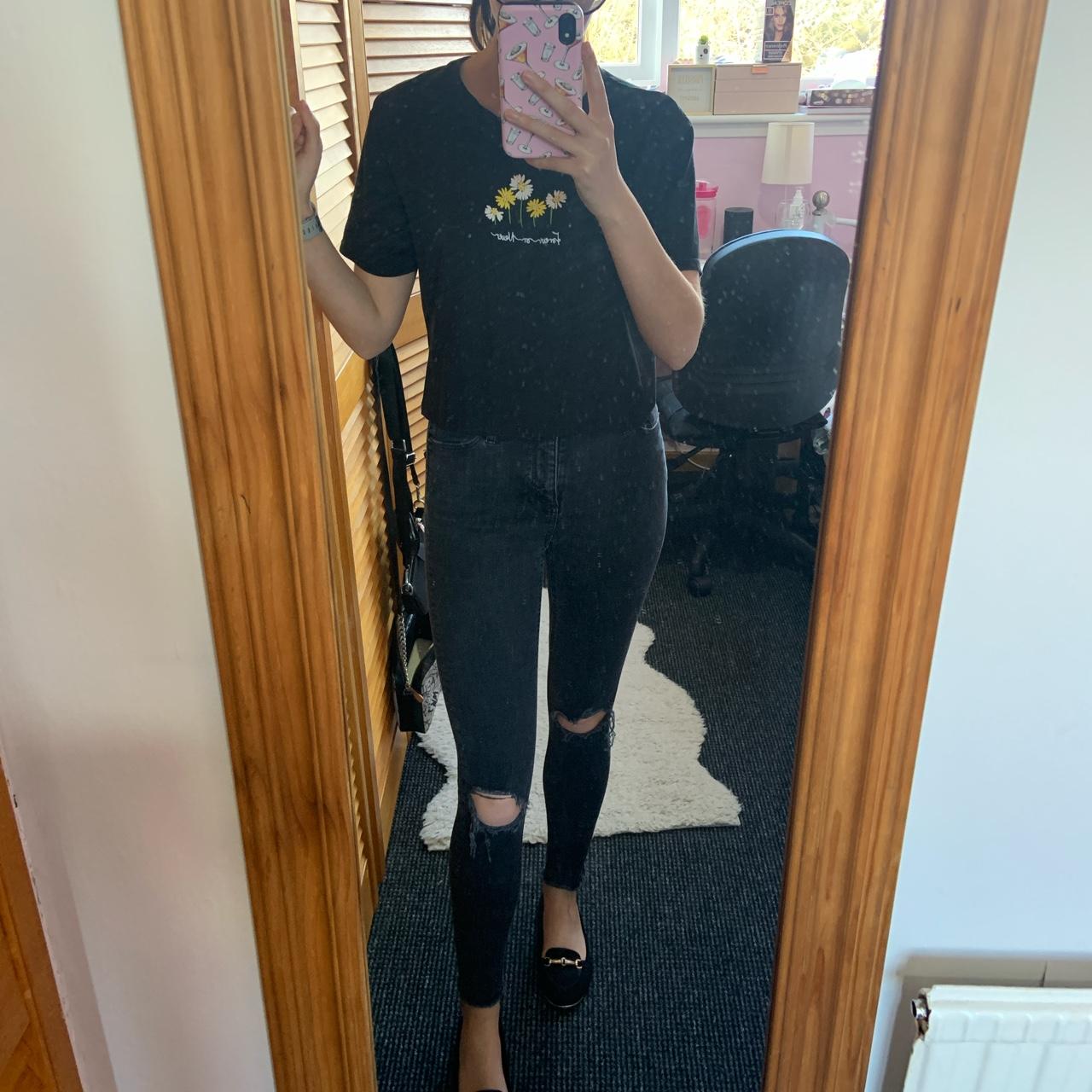 Miss selfridge black skinny ripped jeans in size 8.... Depop