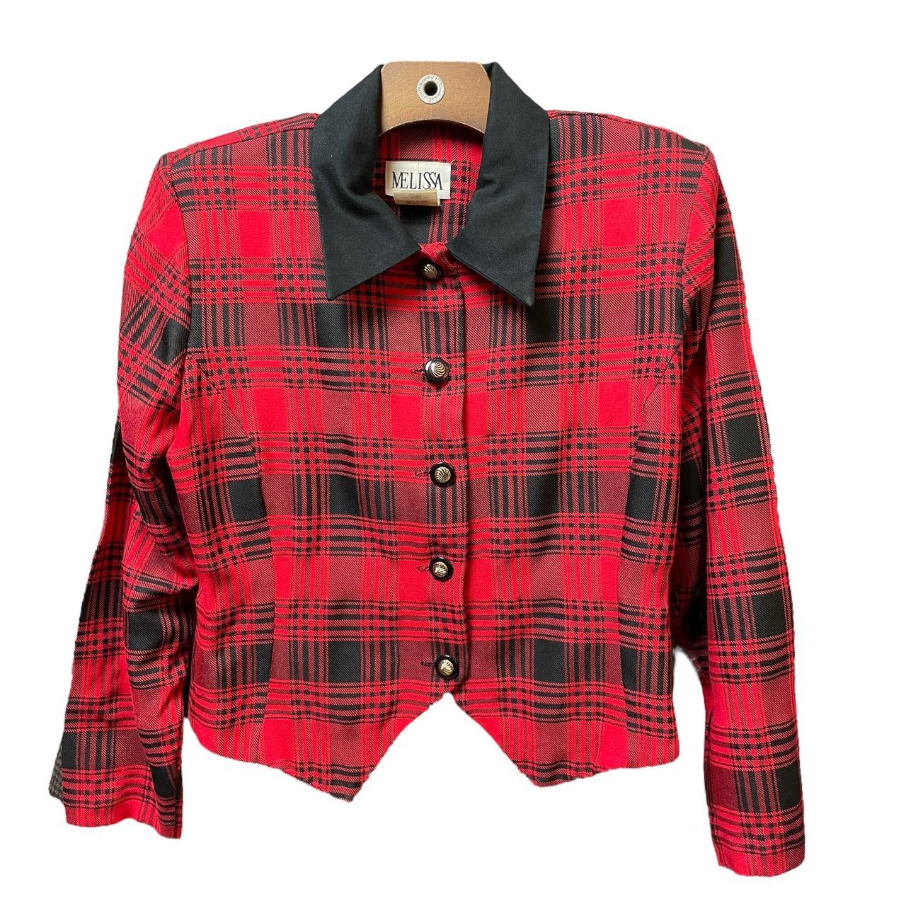 Product Image 1 - 80s Red Plaid Blazer 

Cropped