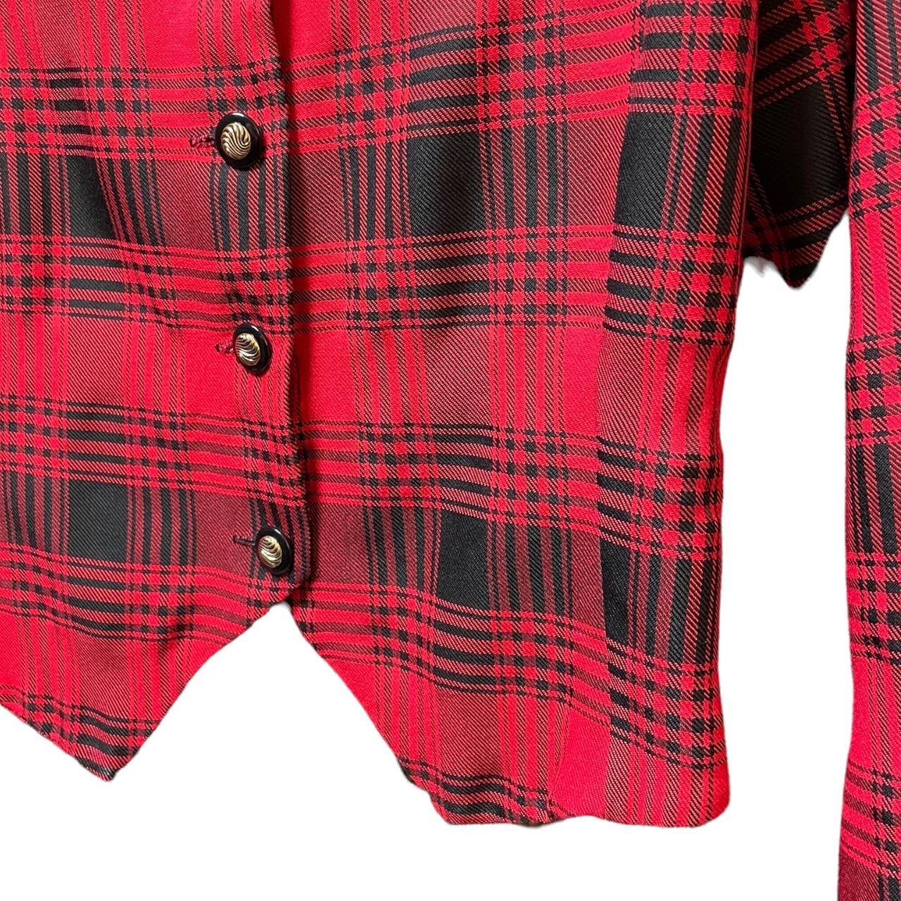 Product Image 4 - 80s Red Plaid Blazer 

Cropped