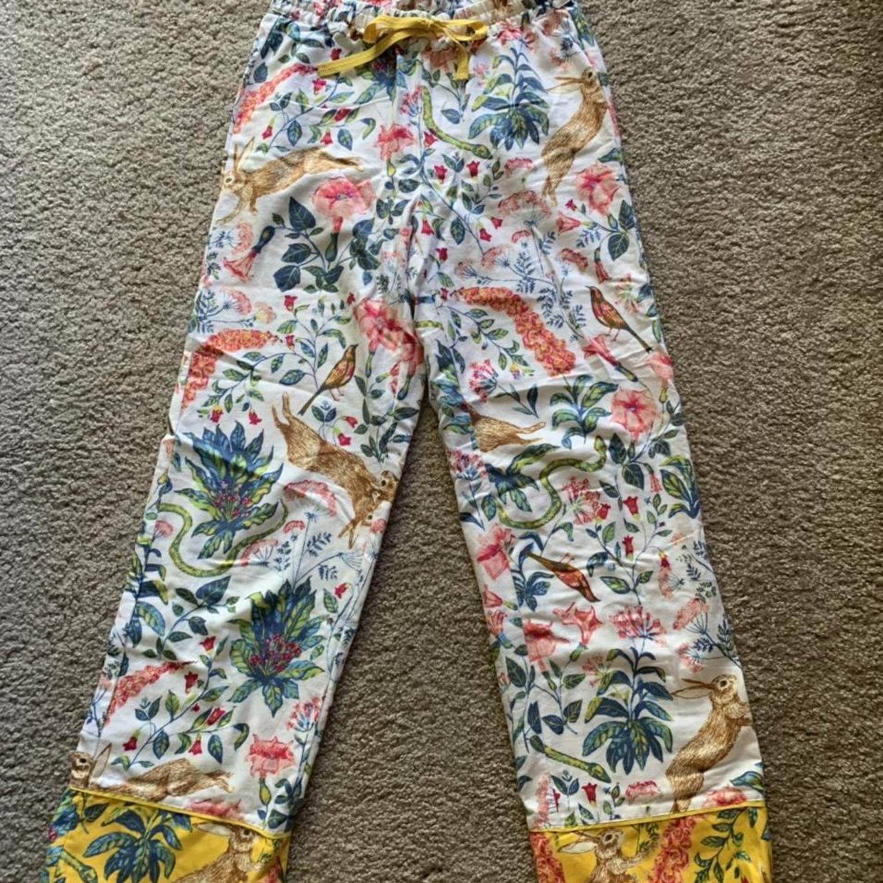 Anthropologie Women's Yellow and White Pajamas | Depop