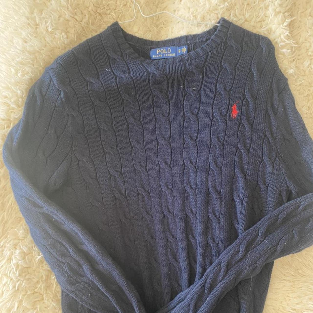 ralph lauren navy knit jumper in perfect condition... - Depop