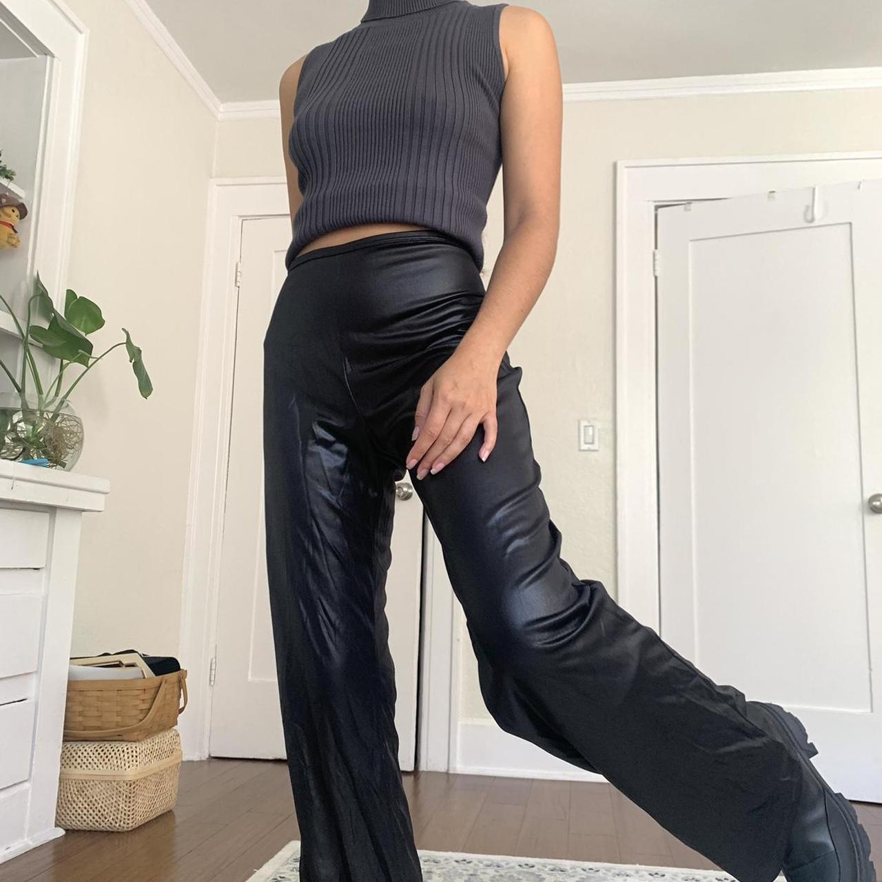 Black Glassons Faux Leather Pants 1990s Black Leather Trousers