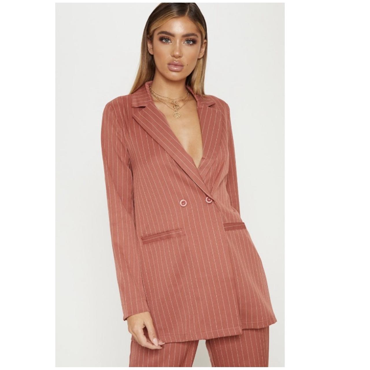 Rust pinstripe oversized blazer from pretty