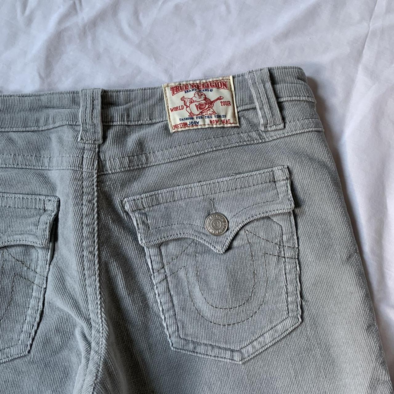 True Religion Women's Blue and Grey Trousers | Depop