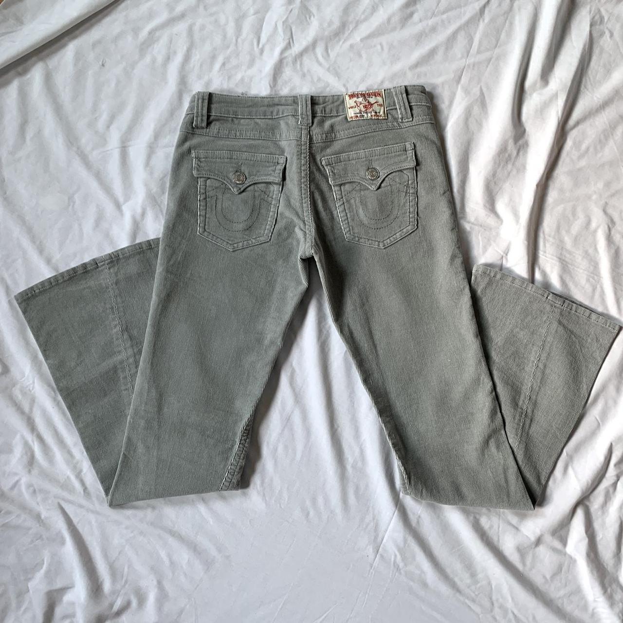 True Religion Women's Blue and Grey Trousers | Depop