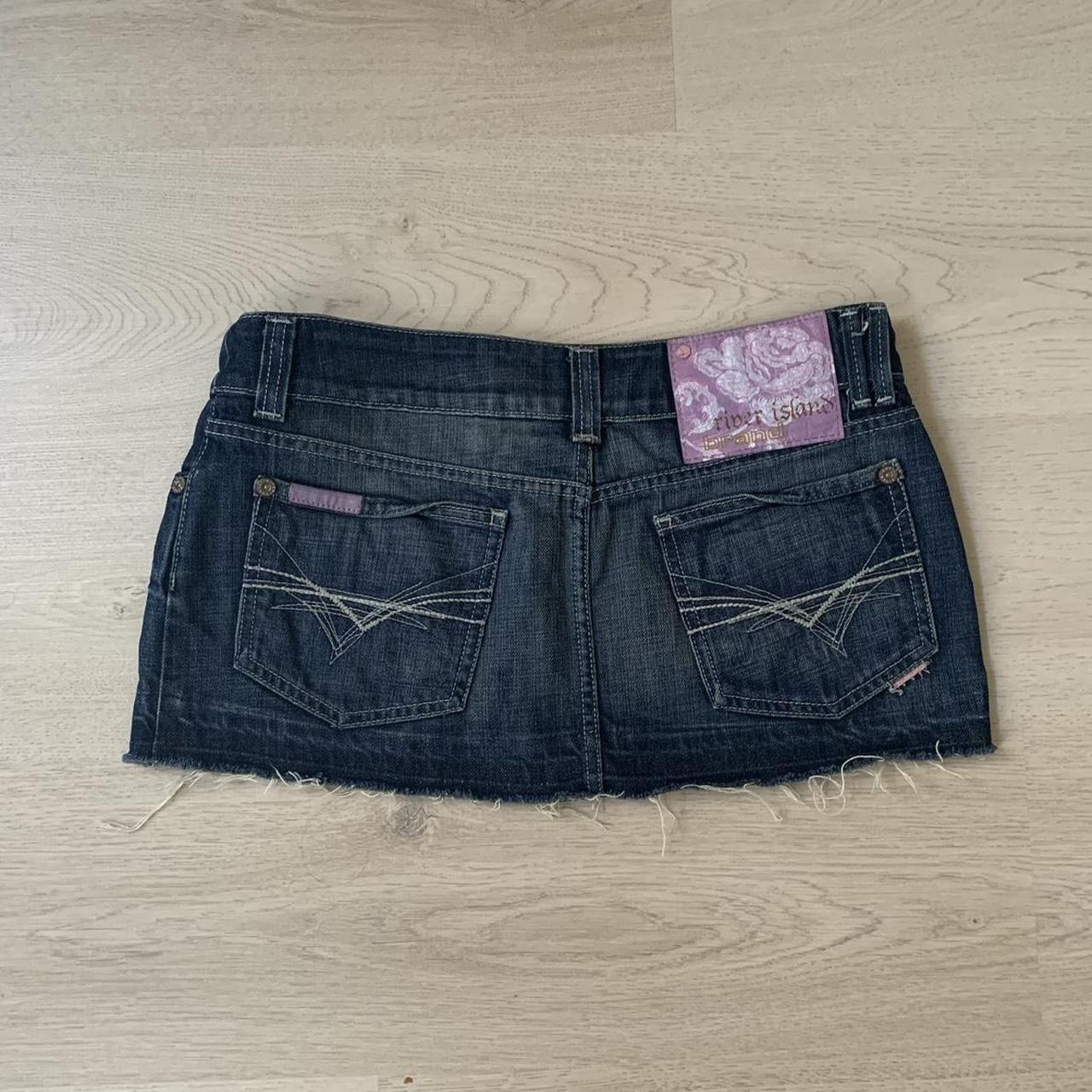 River Island Denim Mini Skirt With Pink Patch ★ Depop