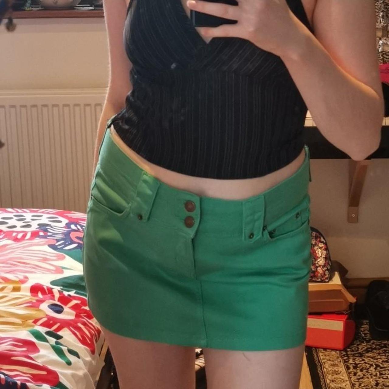 Women’s Playboy Green Vintage Denim Mini Skirt