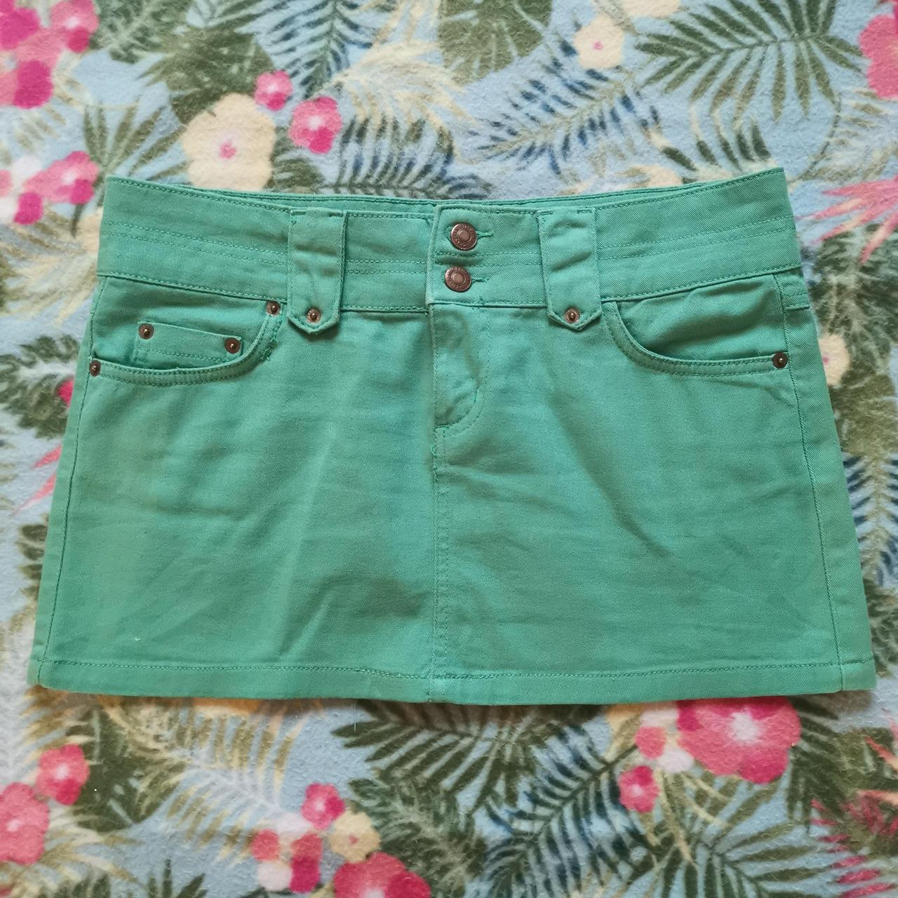 Women’s Playboy Green Vintage Denim Mini Skirt