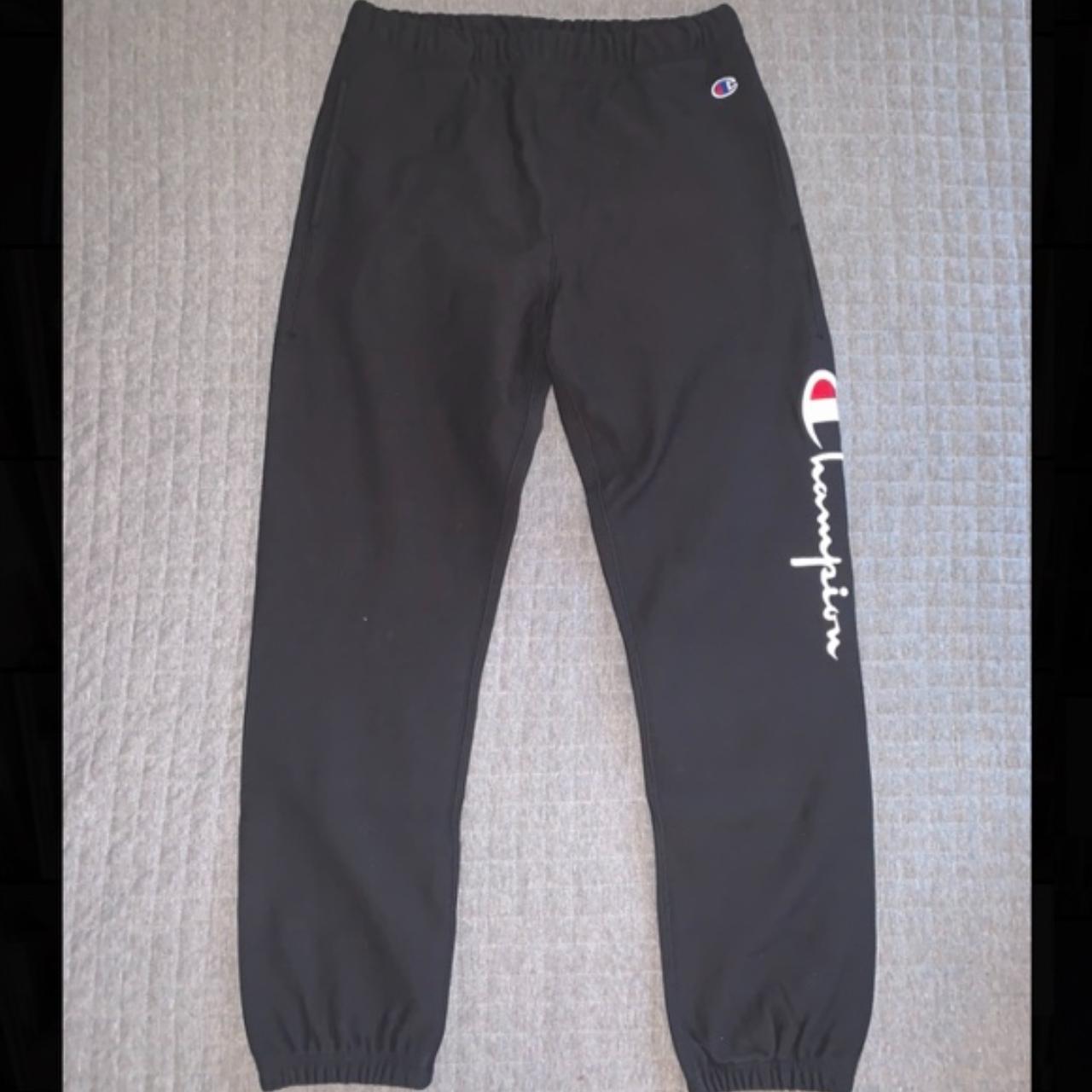 Black champion tracksuit discount bottoms