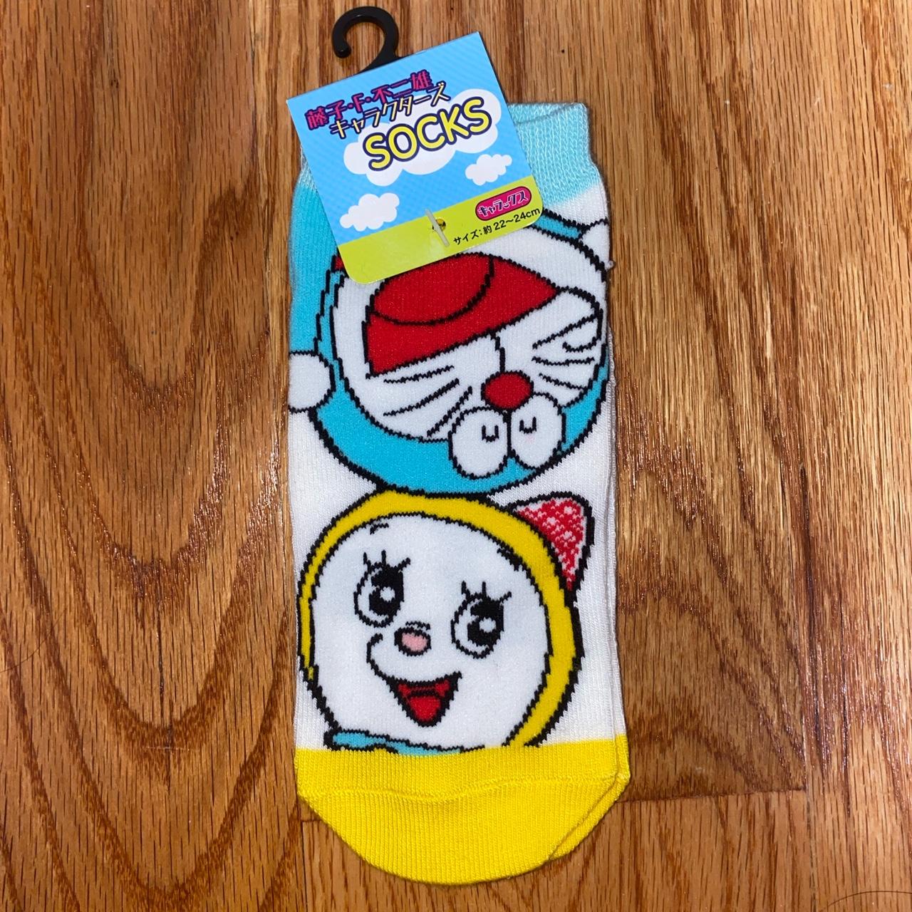 New Doraemon cartoon socks! neon, grey, blue Size... Depop