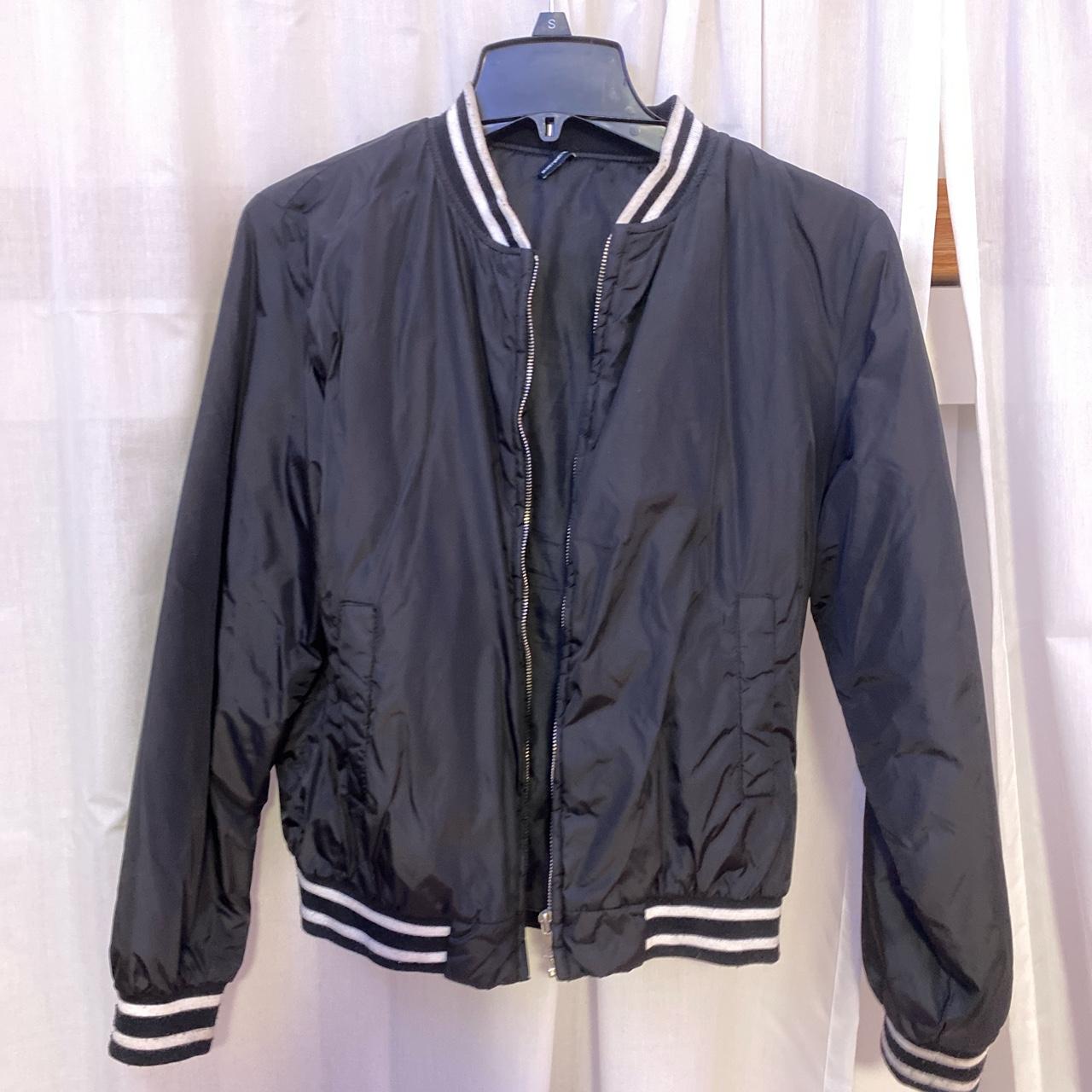 Brandy Melville Bomber Jacket Black and white has... Depop