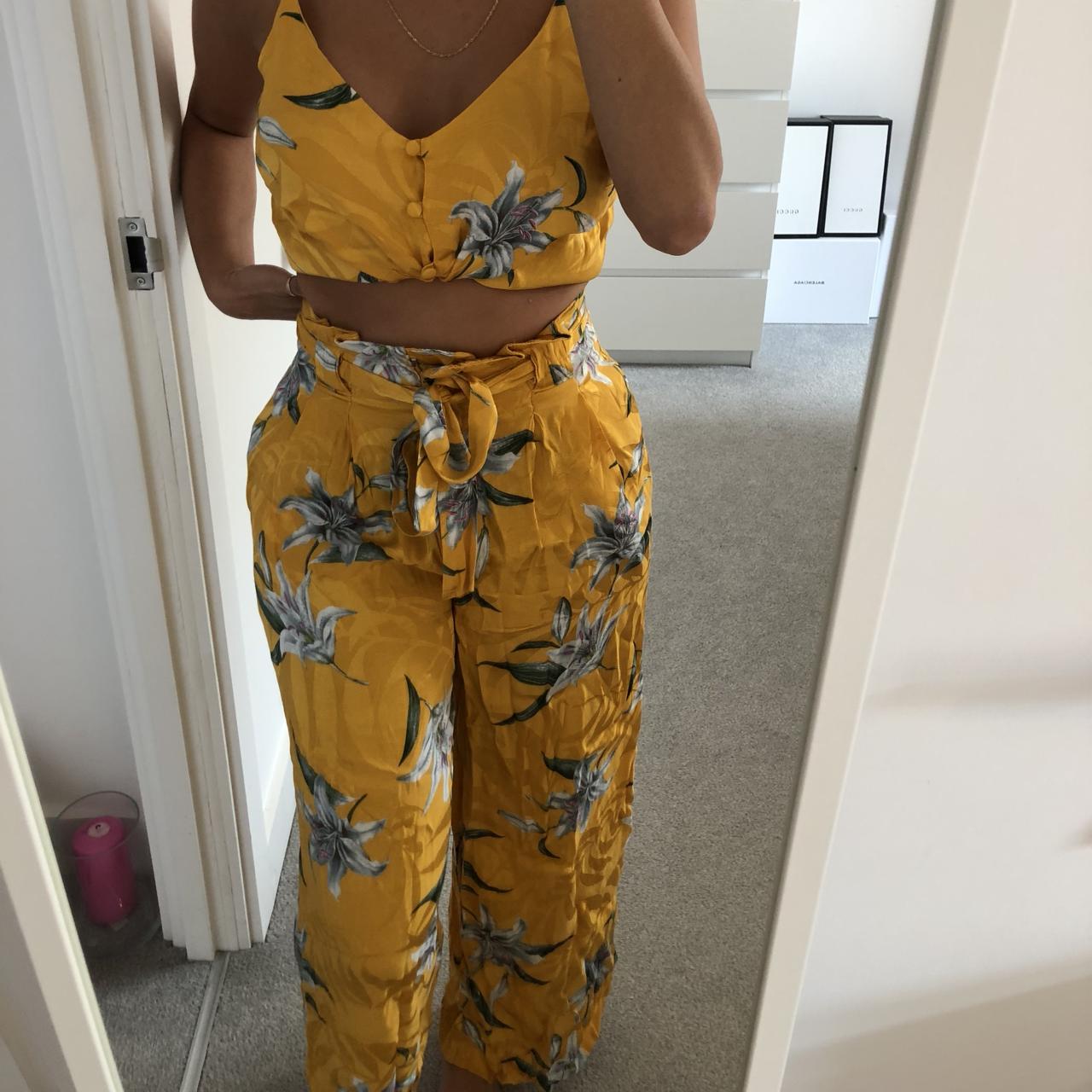 Yellow best sale floral trousers