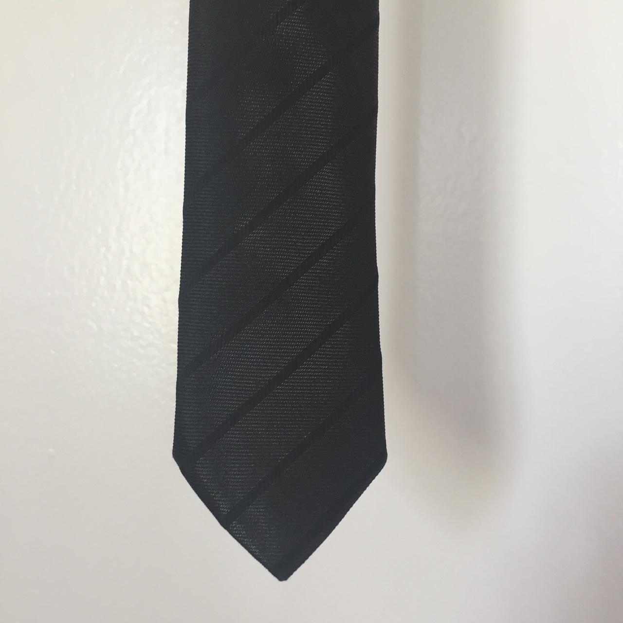 Dior Homme tie. Black on black tonal stripes. 79%... - Depop