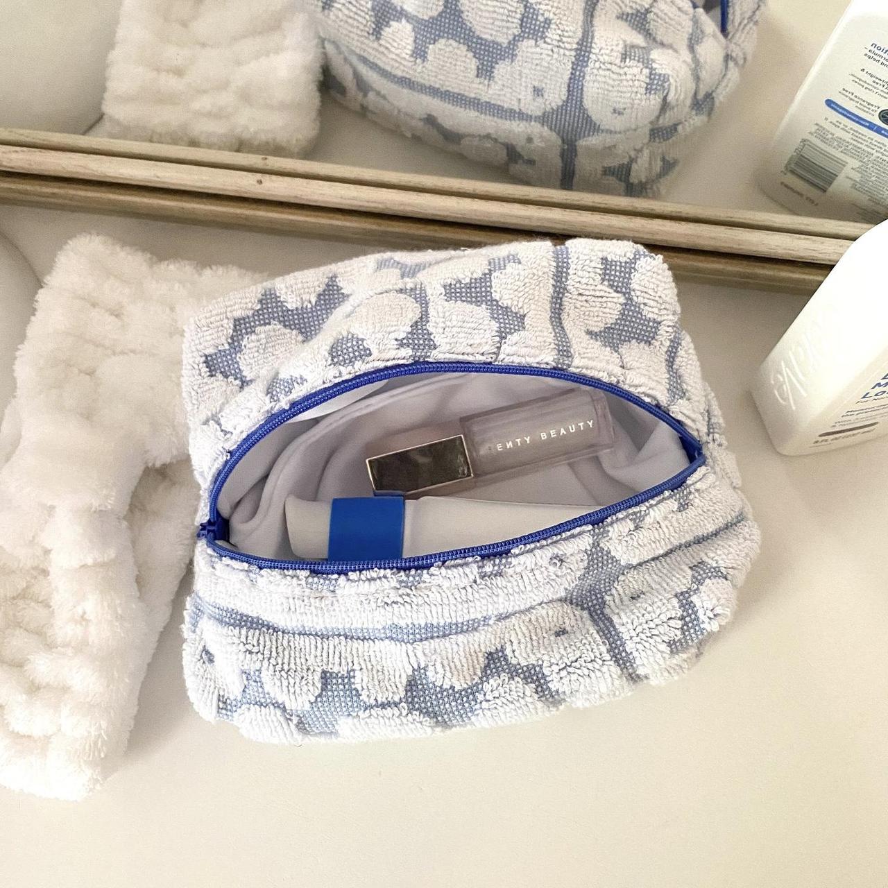 blue and white terry cloth makeup bag 💙 handmade by... Depop