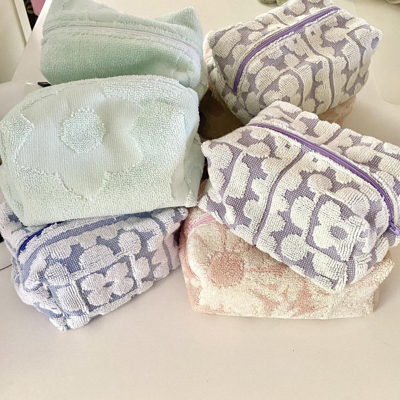 blue and white terry cloth makeup bag 💙 handmade by... Depop