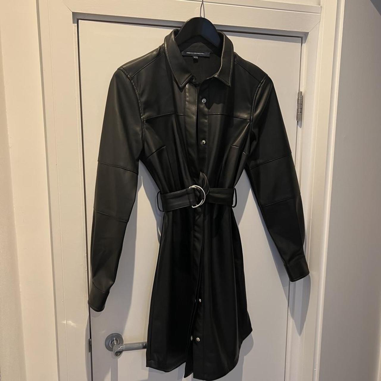 FRENCH CONNECTION FCUK REAL LEATHER DRESS Size 10... - Depop