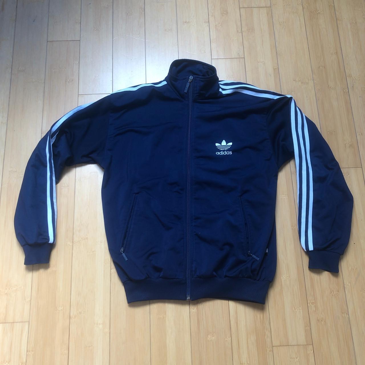 Vintage navy adidas track jacket, good condition,... - Depop