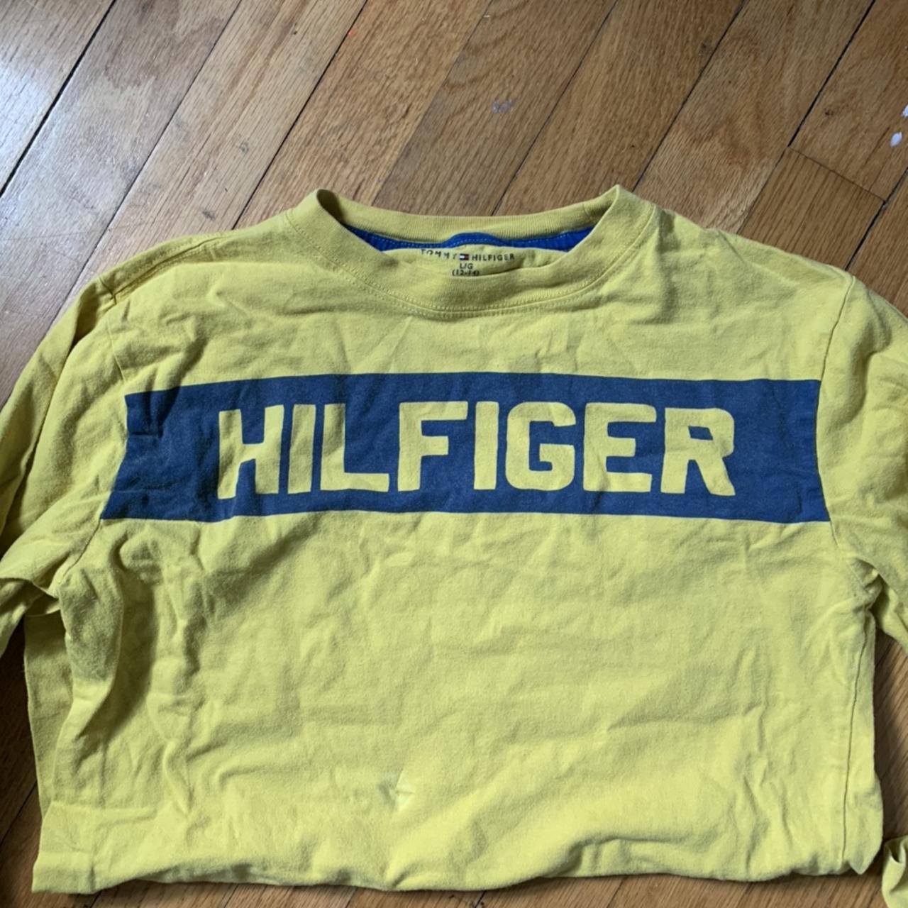 Tommy Hilfiger Women's Yellow T-shirt | Depop