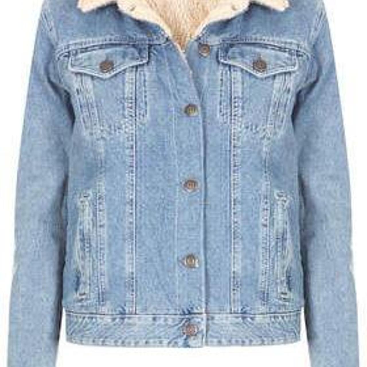 Topshop denim clearance jacket with fur