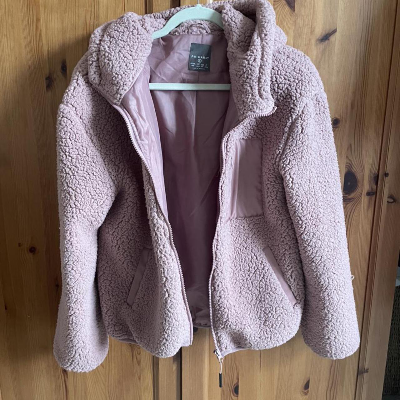 Super soft pink Primark teddy bear fleece hooded... - Depop