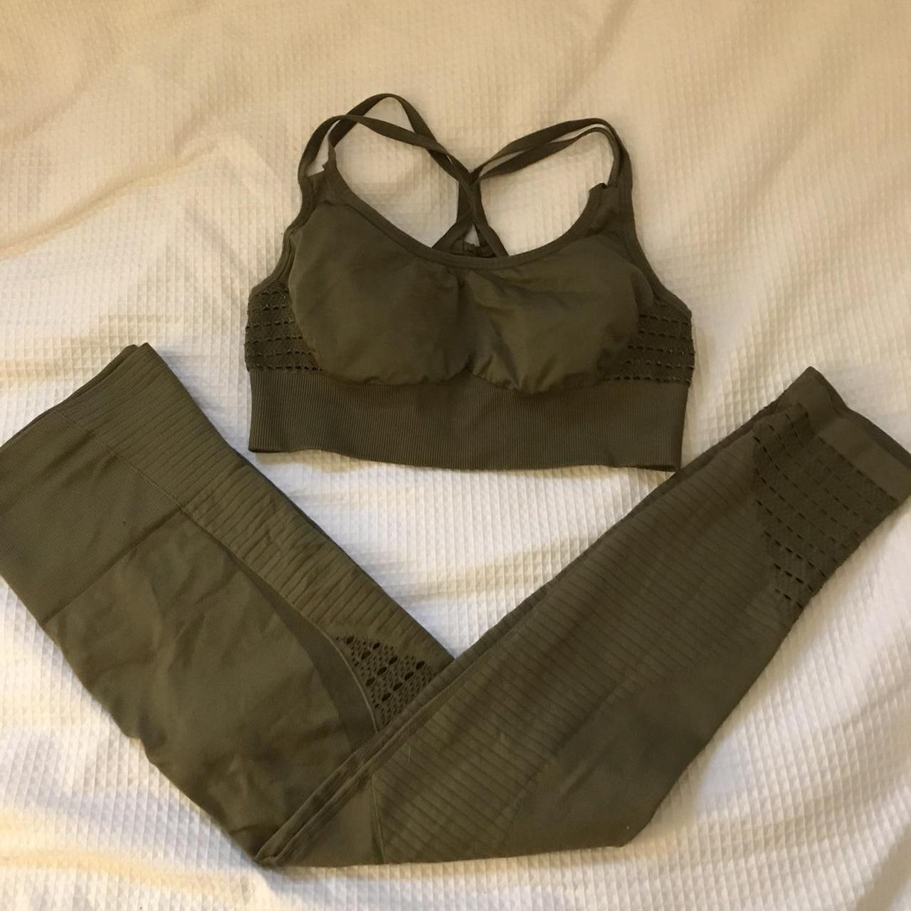 Energy Seamless Khaki Green Set Size L, fits UK... - Depop